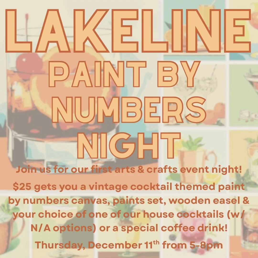 Join us TONIGHT! $25 gets you a paint by numbers set, easel and a cocktail or NA Bev!  5-8pm