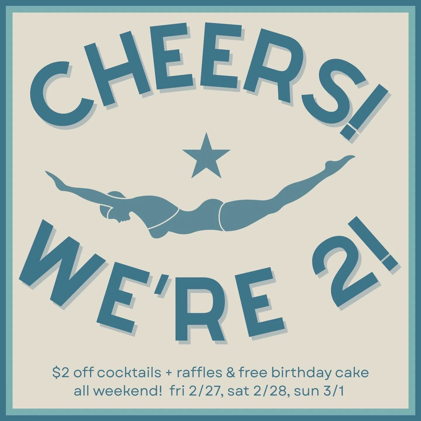 Come celebrate with us!  Birthday cake!  Raffles! $2 OFF COCKTAILS!  Friday, Saturday, and Sunday!!!!