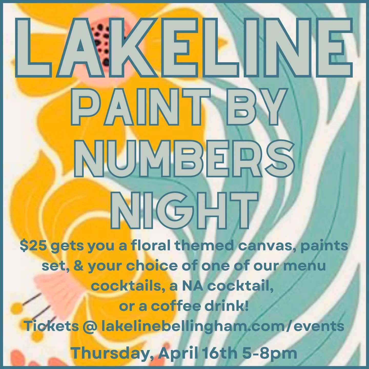 Join us tonight! $25 gets you a floral paint by numbers kit and a cocktail, coffee or NA Bev!  Sign up and events link in bio to guarantee your spot or just drop in!
