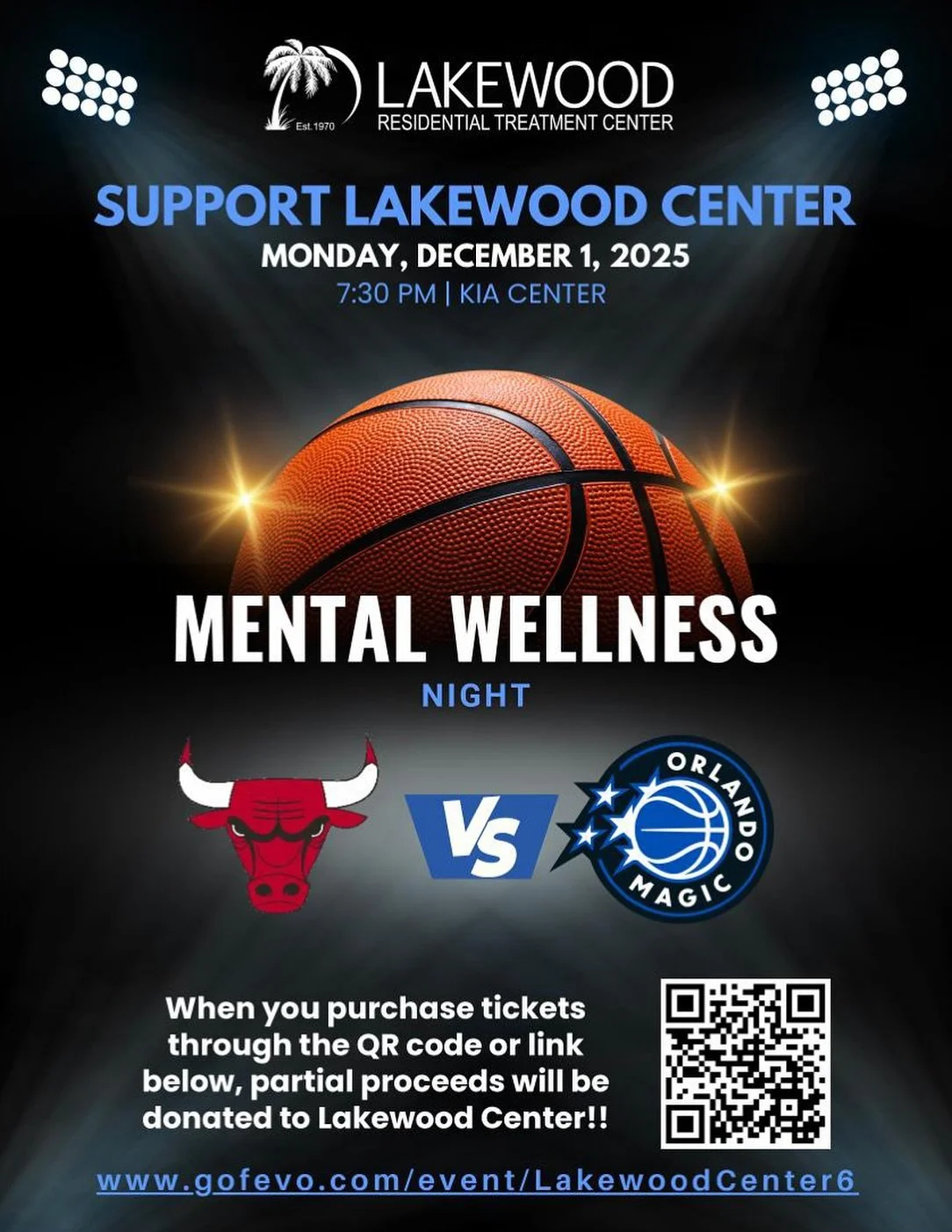 Join us at the Kia Center for Mental Wellness Night as the Orlando Magic take on Chicago! 🌟

📆 December 1st 
📍Kia Center

Purchase your tickets through our link, and a portion will be donated to Lakewood Center&rsquo;s mission to provide quality m