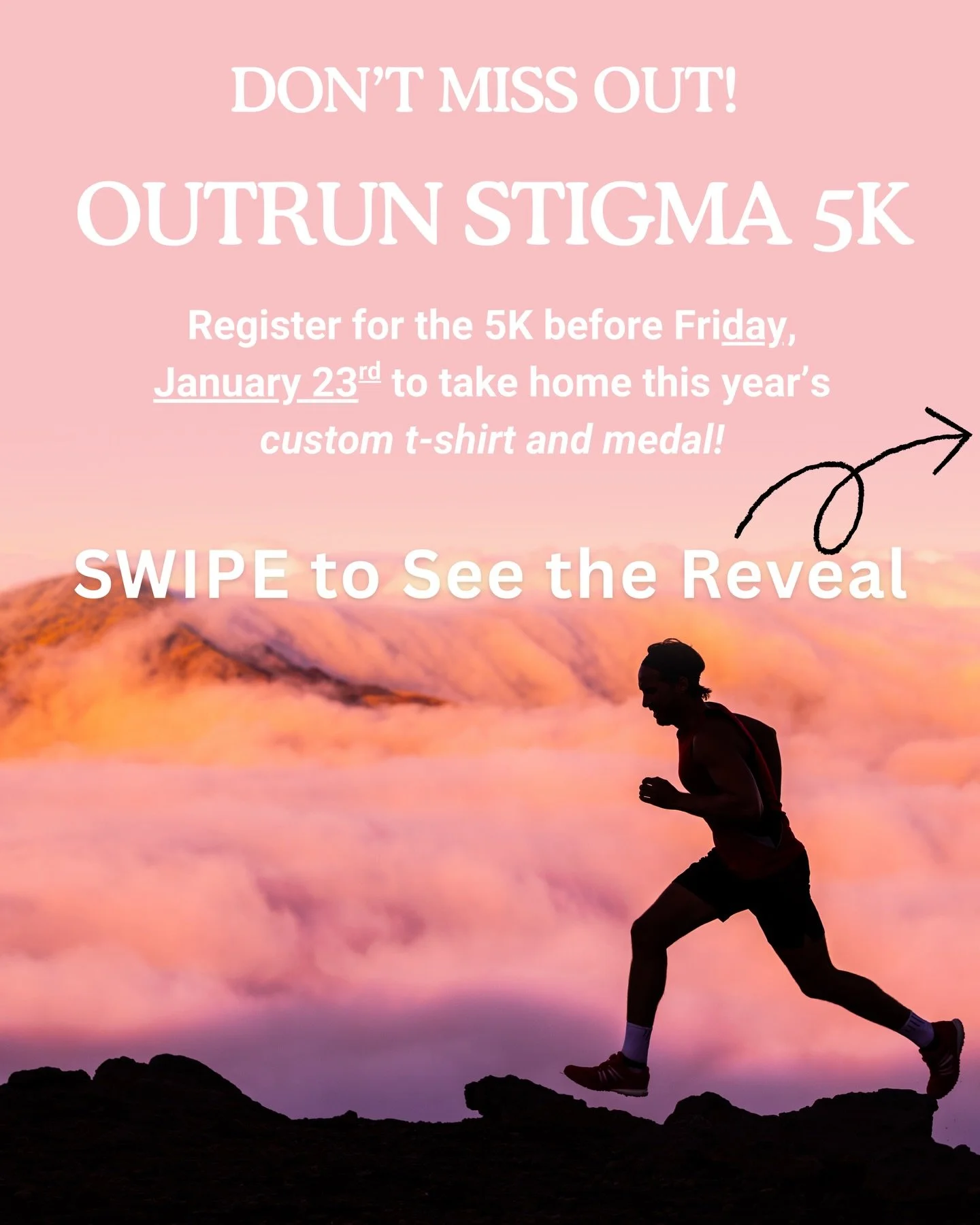 ✨T-Shirt &amp; Medal Reveal!✨
We&rsquo;re less than a month away from the Outrun Stigma 5K!🏃🤍

‼️Deadline Alert: Register by Friday, January 23rd to be guaranteed your official race t-shirt and medal! Don&rsquo;t miss out! secure your spot today.

