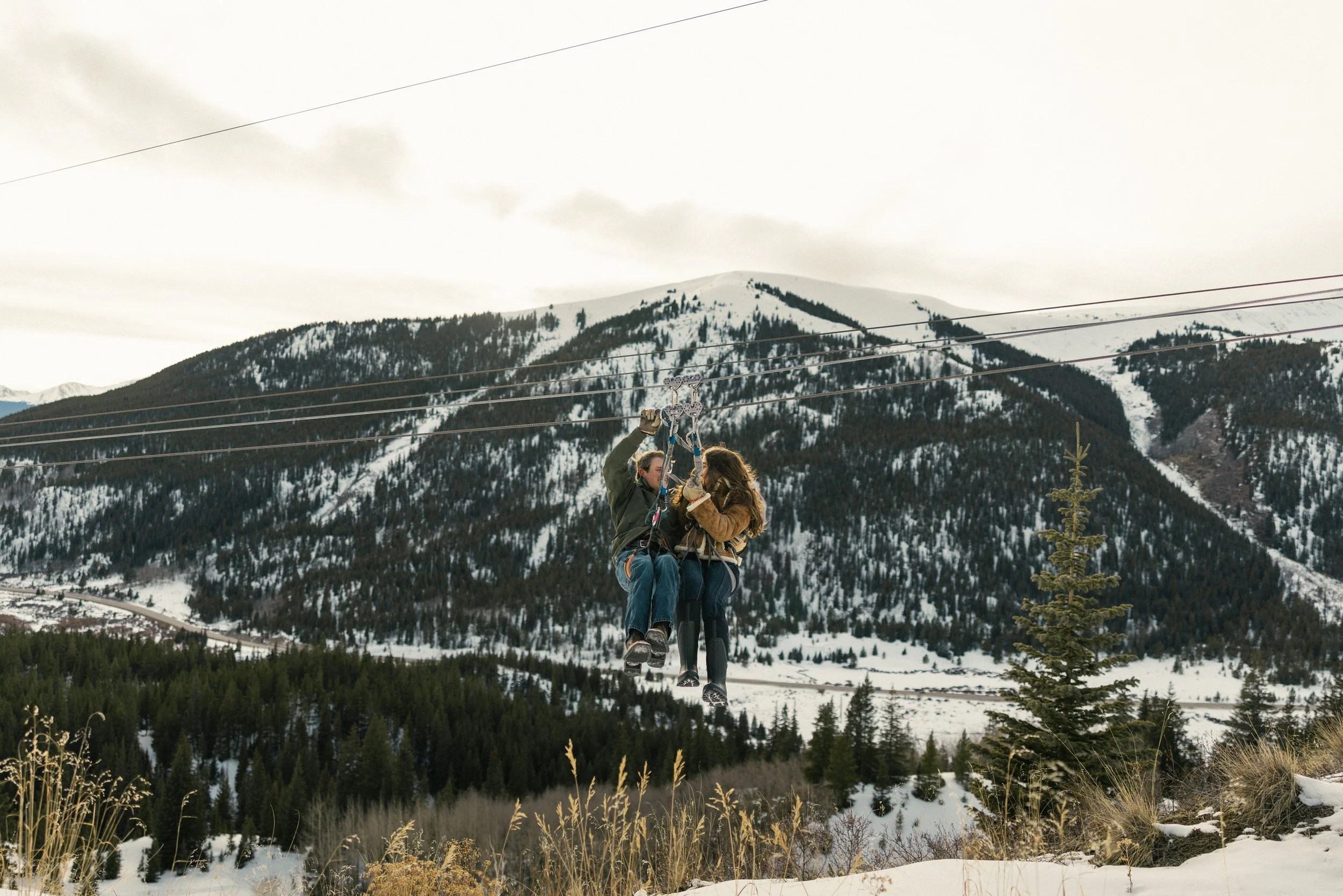 Ziplining Engagement Shoot on Top of the World