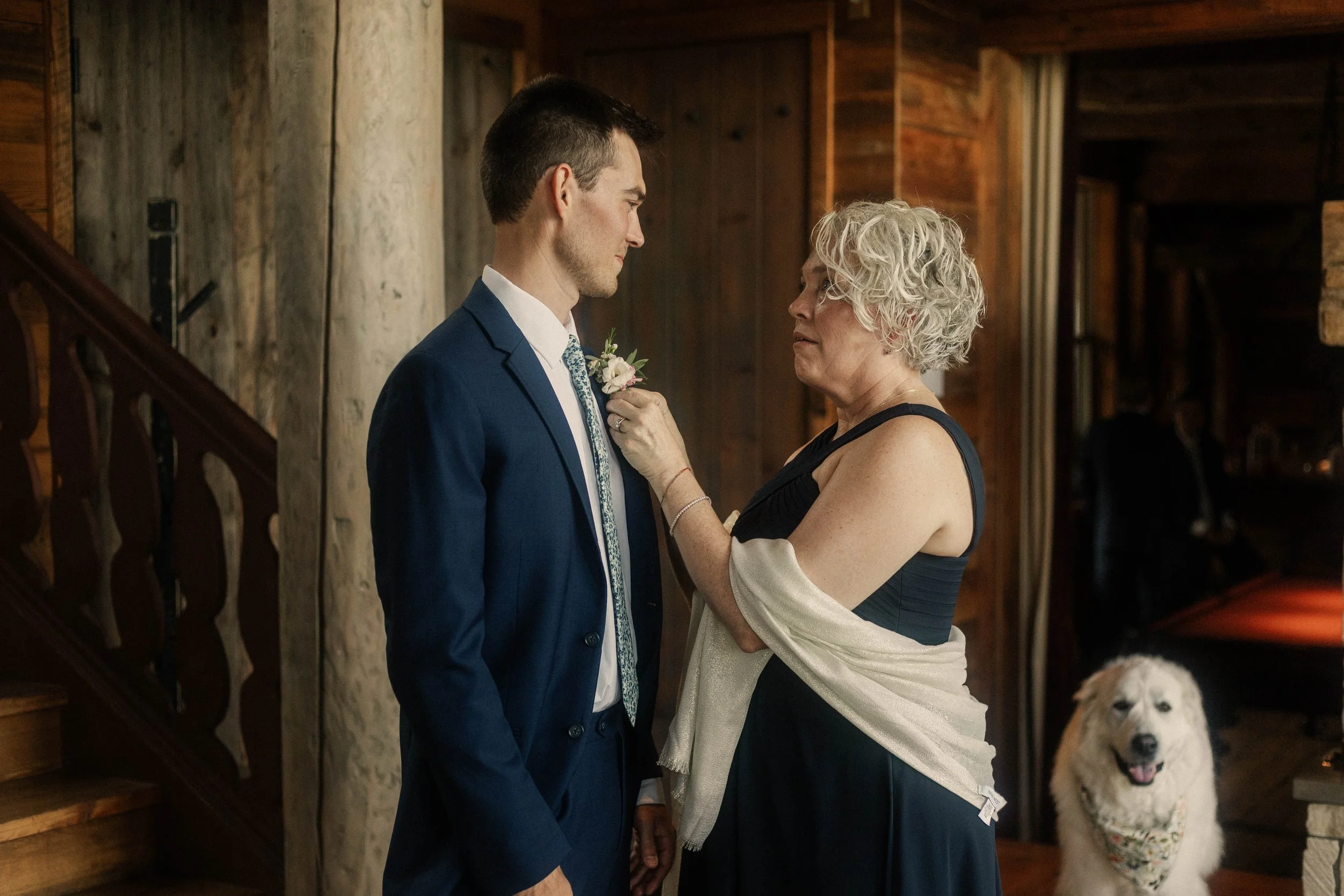 A groom getting ready at a wedding in Crested Butte, Colorado