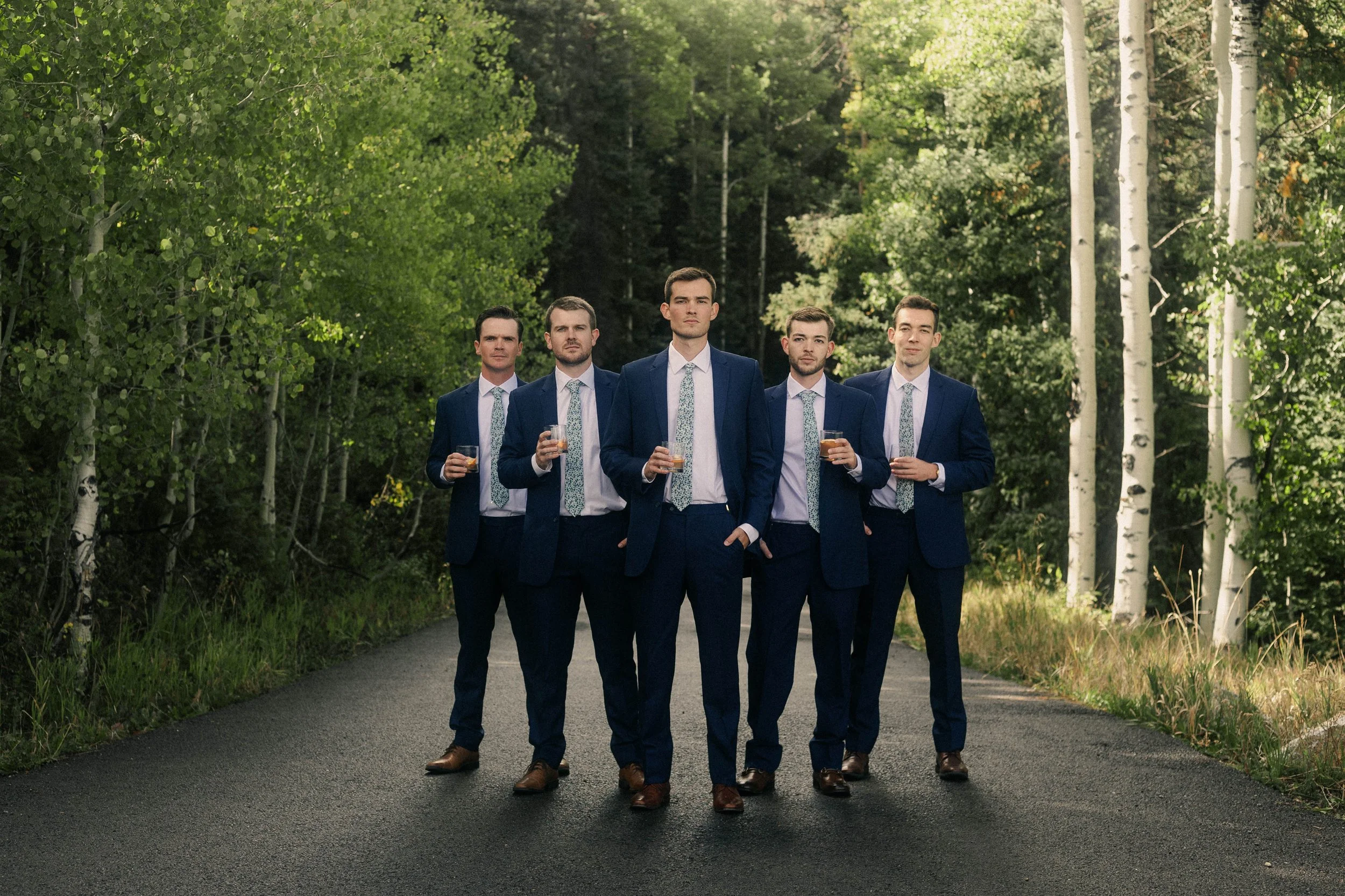 Groomsmen posing for a photo at a wedding in Crested Butte, Colorado