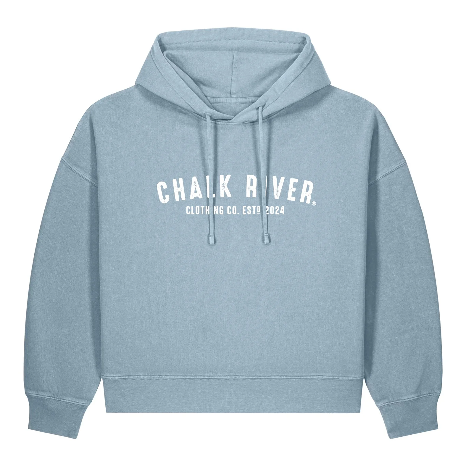 Women's 100% Cotton Hoodie - Faded Blue Stone Front.jpg