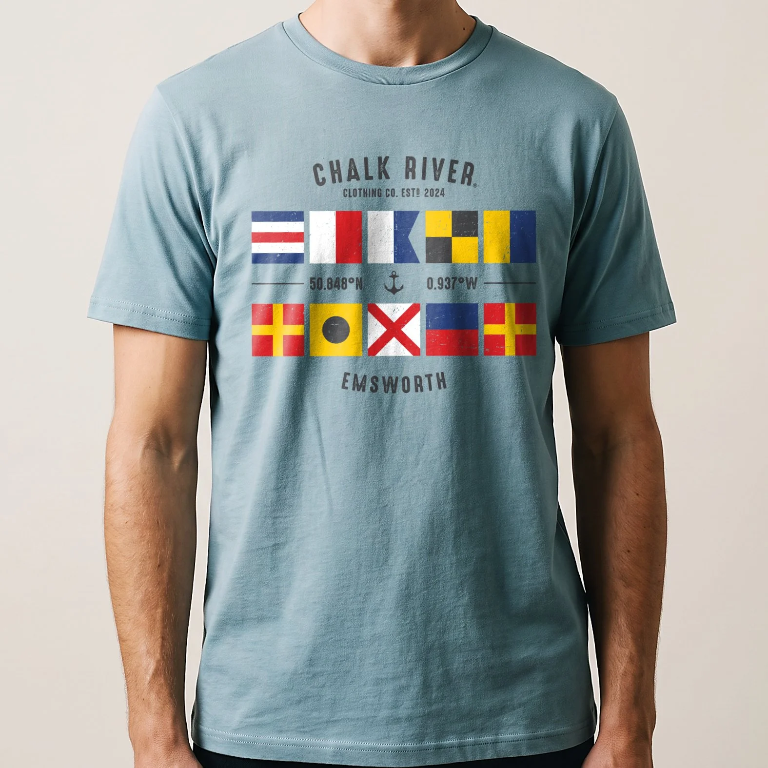 Chalk River Nautical Flags TShirt Model.jpg