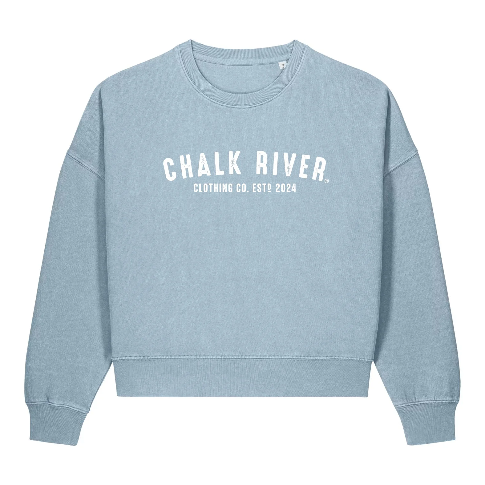 Women's 100% Cotton Sweater - Faded Blue Stone Front.jpg
