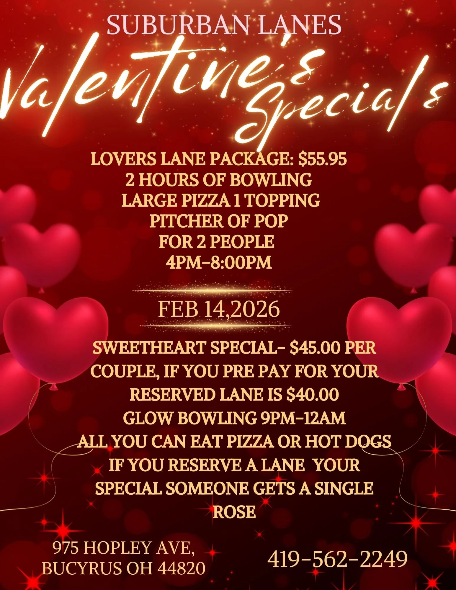 Suburban Lanes Entertainment Center Valentines Celebration