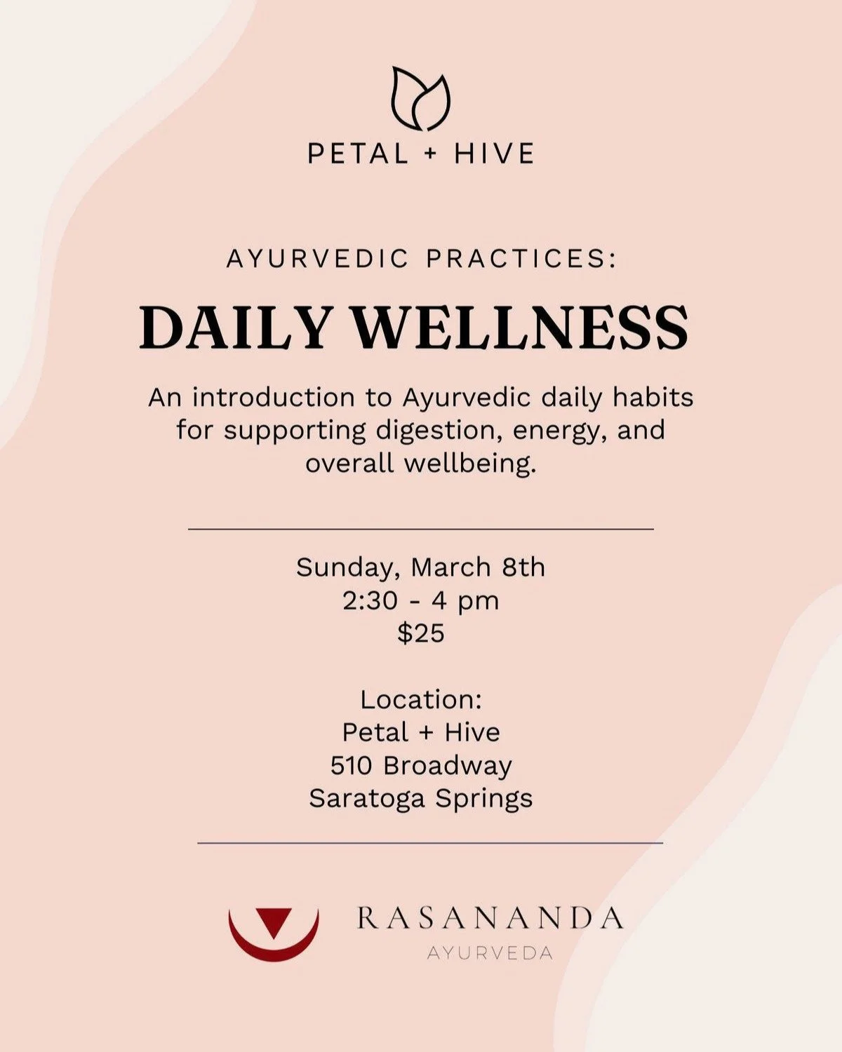It looks like winter outside but seasons are shifting and our daily routines will soon be geared towards spring too. Join me at @petalandhive on Sunday March 8th to sip some Ayurveda inspired herbal infusions as we discuss and learn about the #selfca