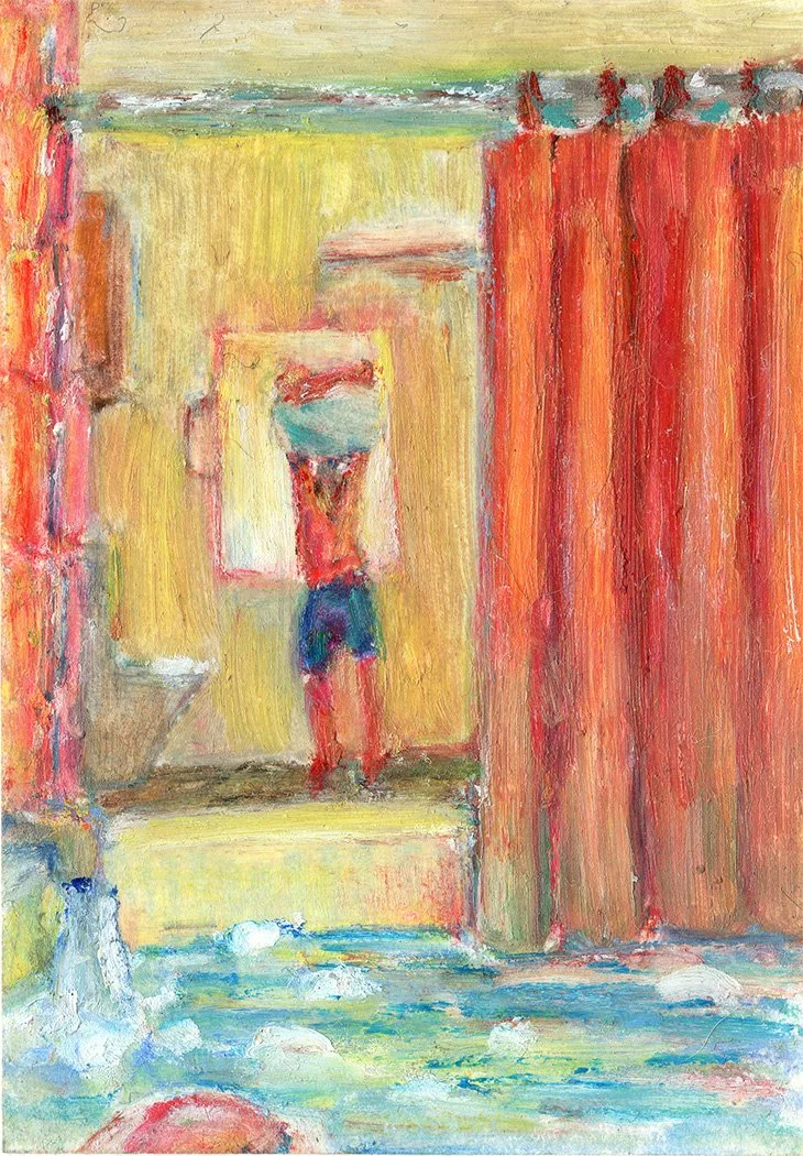 2.5"x3.5" Oil Pastel on Bristol Paper - $40