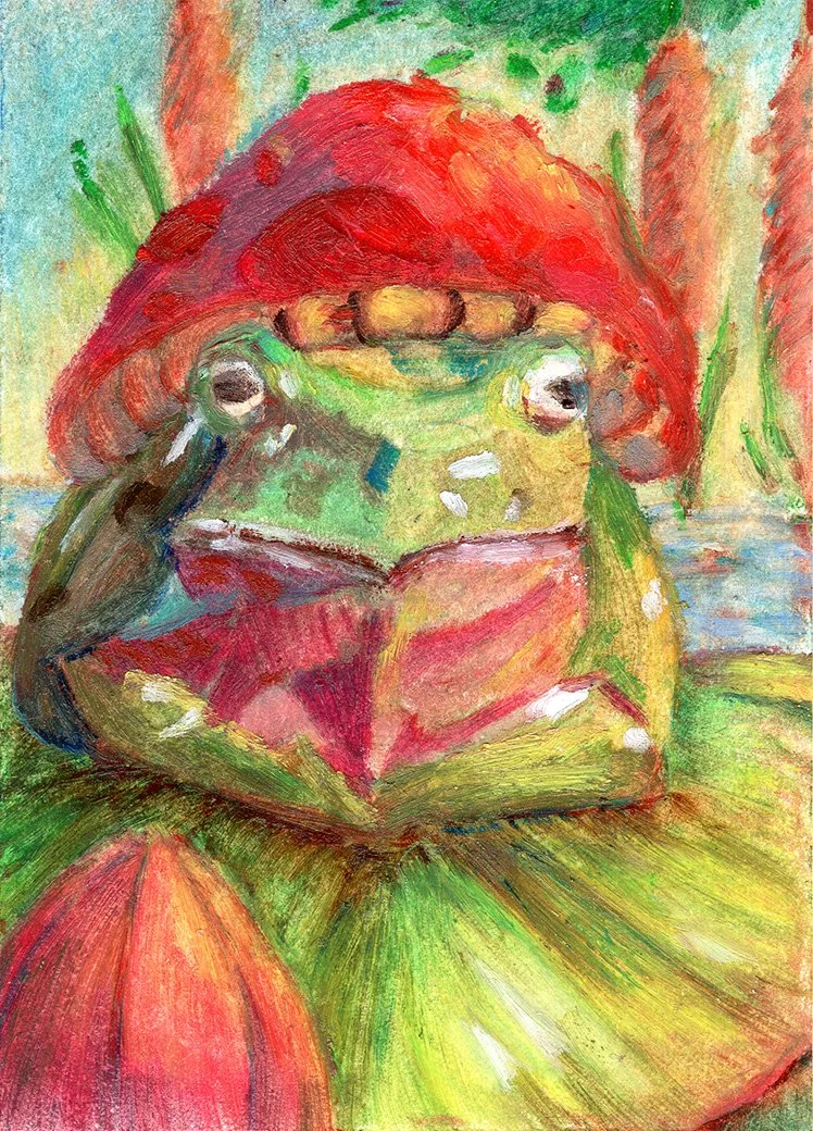 2.5"x3.5" Oil Pastel on Bristol Paper - $60