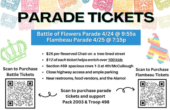 Fiesta Parade Tickets | Troop 498 &amp; Pack 2003