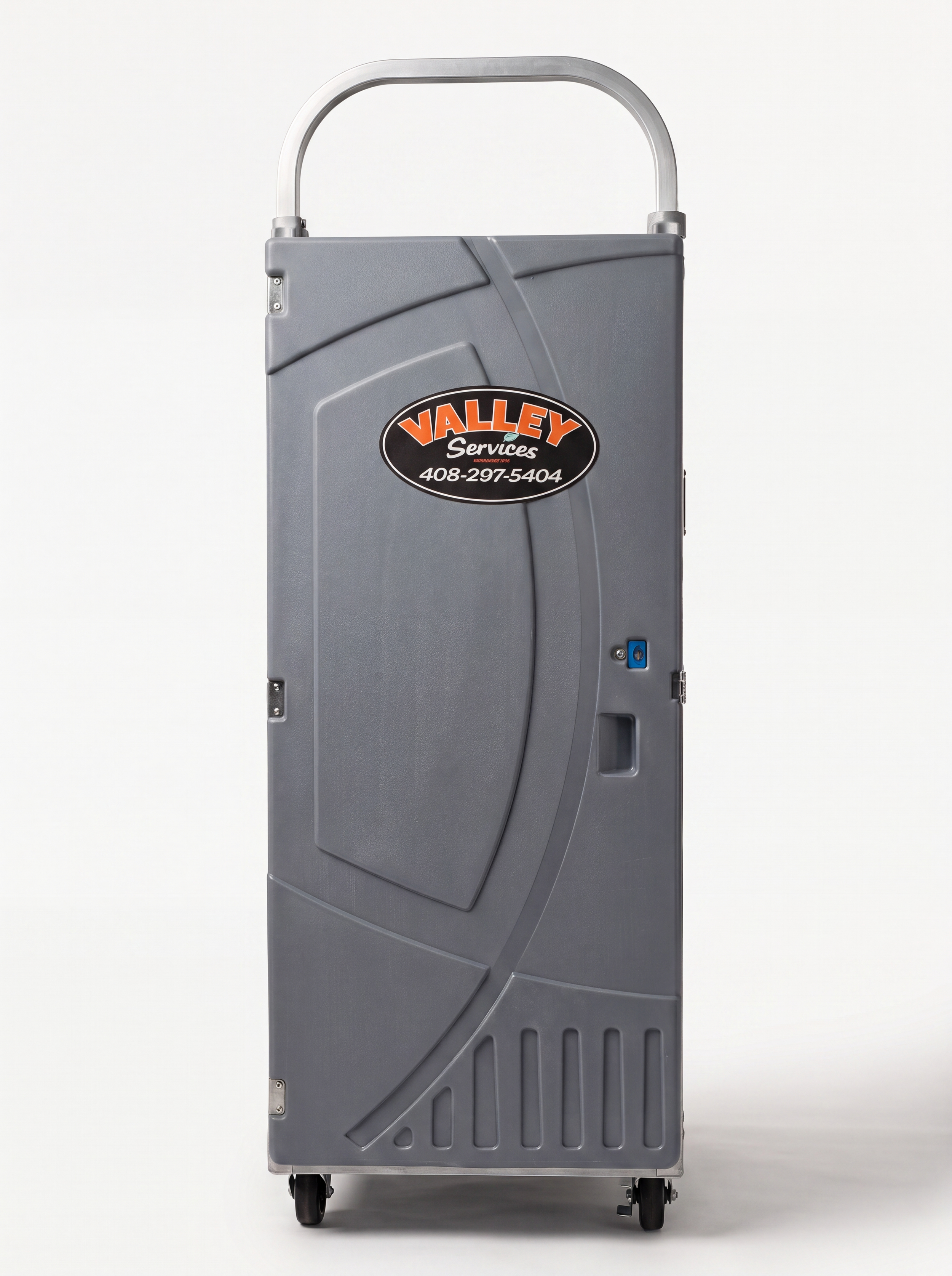 Portable industrial half toilet on wheels with handle