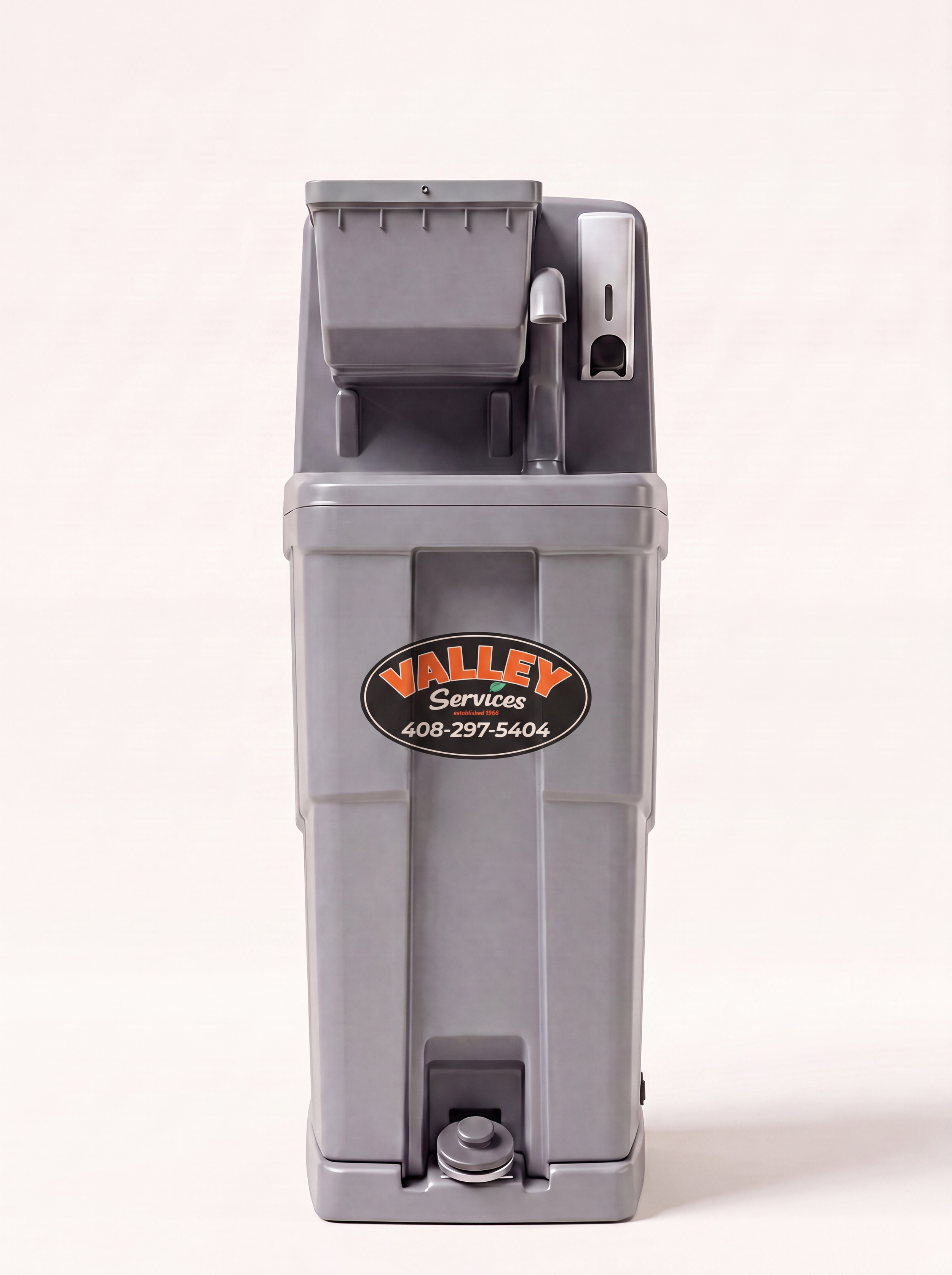Portable handwashing station with soap dispenser and foot pump
