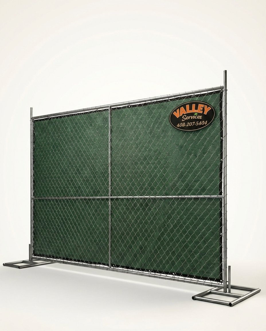 Green privacy screen fence with metal grommets