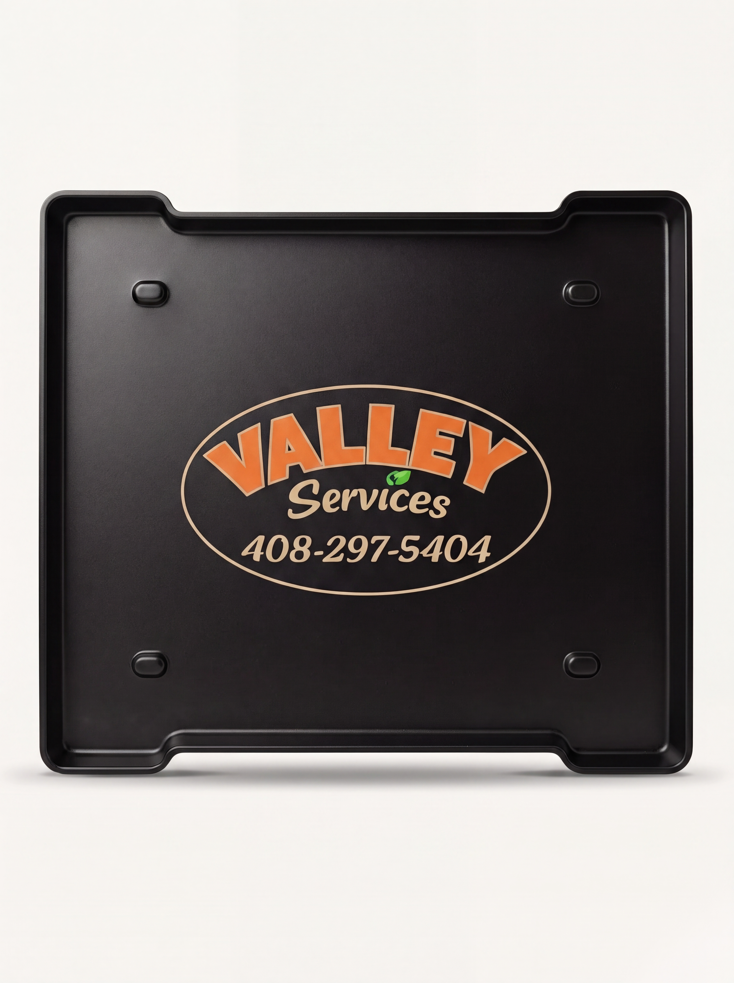 black plastic tray on a white background