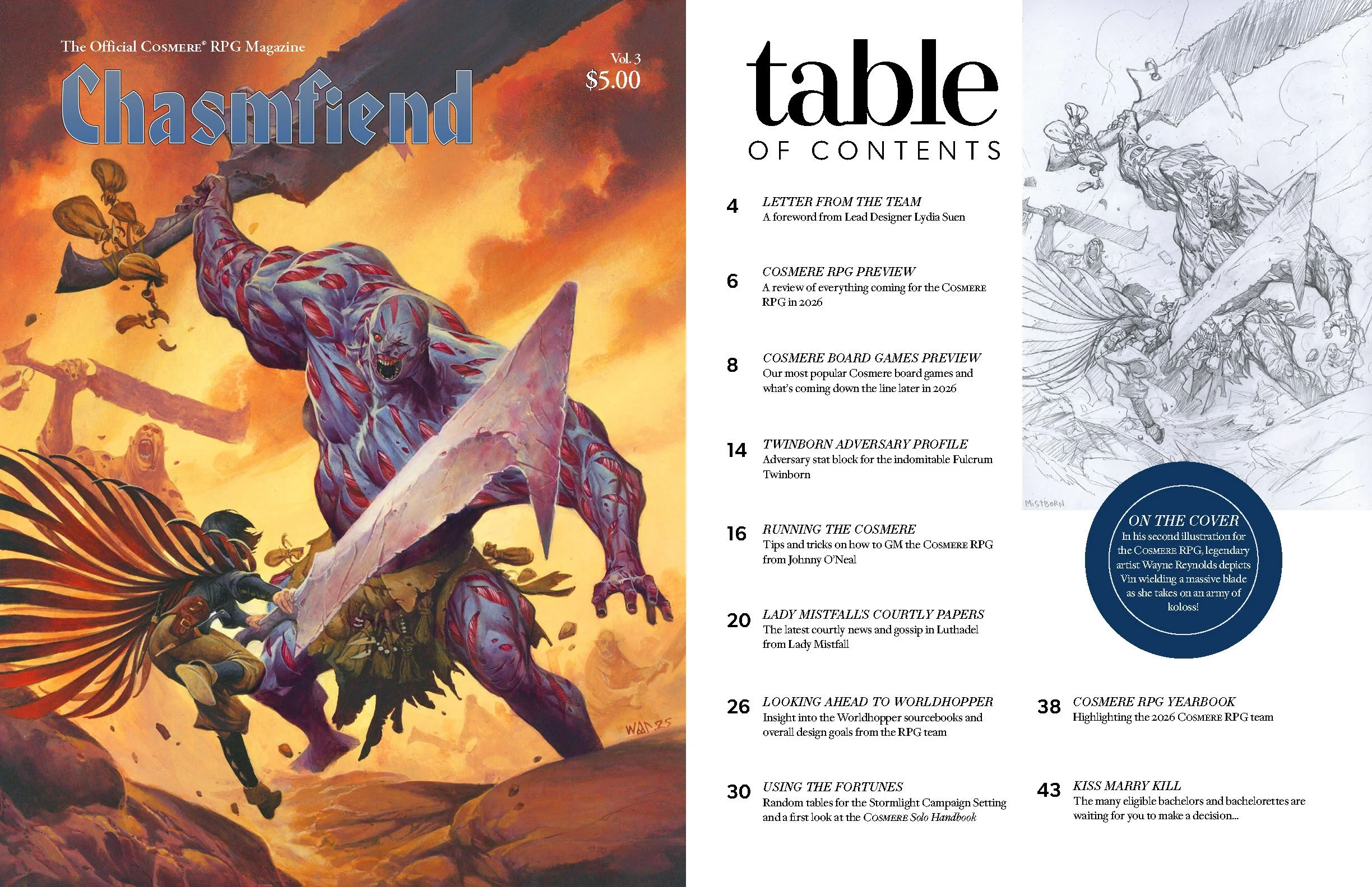 Chasmfiend 3 Magazine Cover and Table of Contents