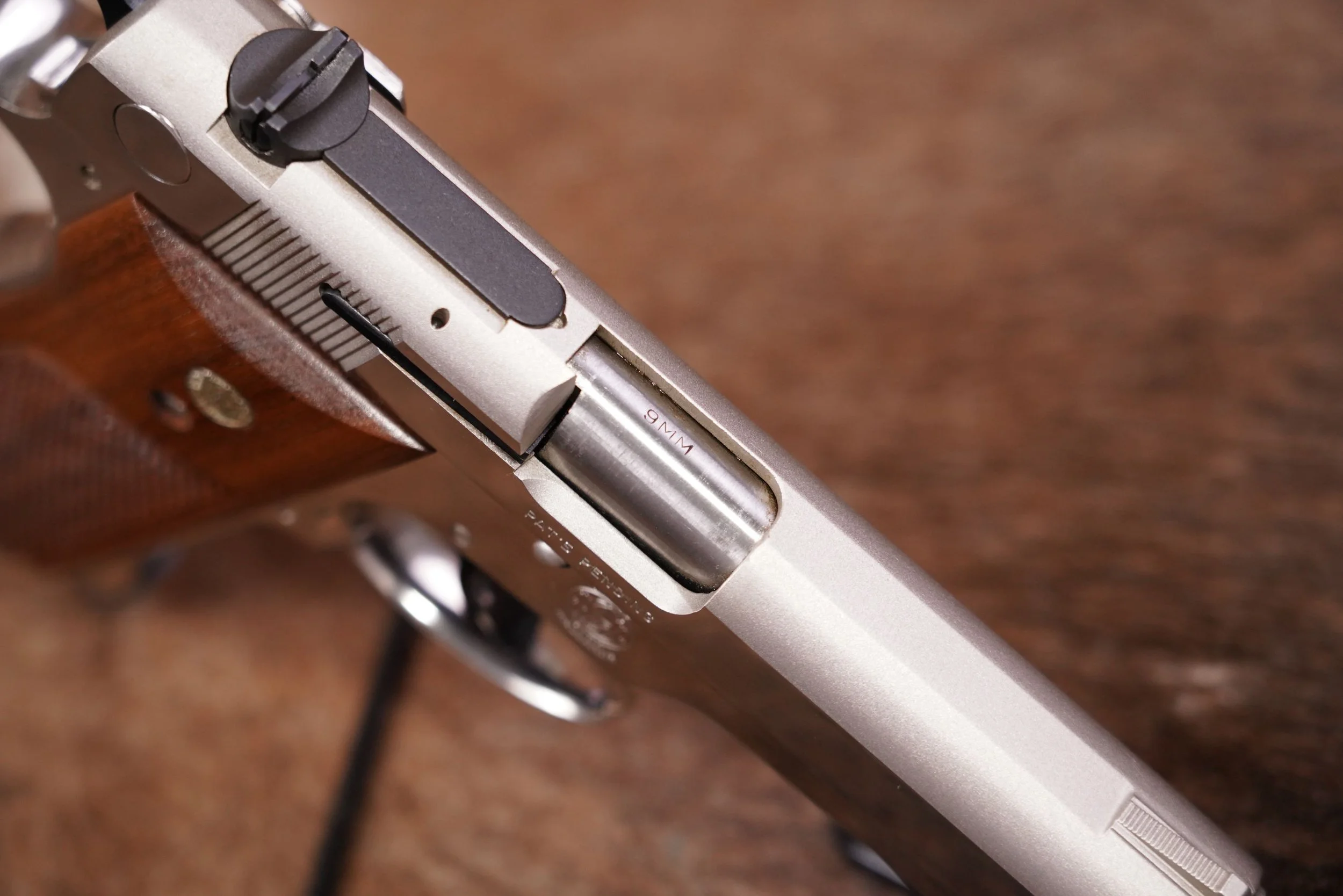 11 Smith & Wesson S&W 39-2 9mm 4%22 Nickel Double Action Semi-Automatic Pistol.JPG