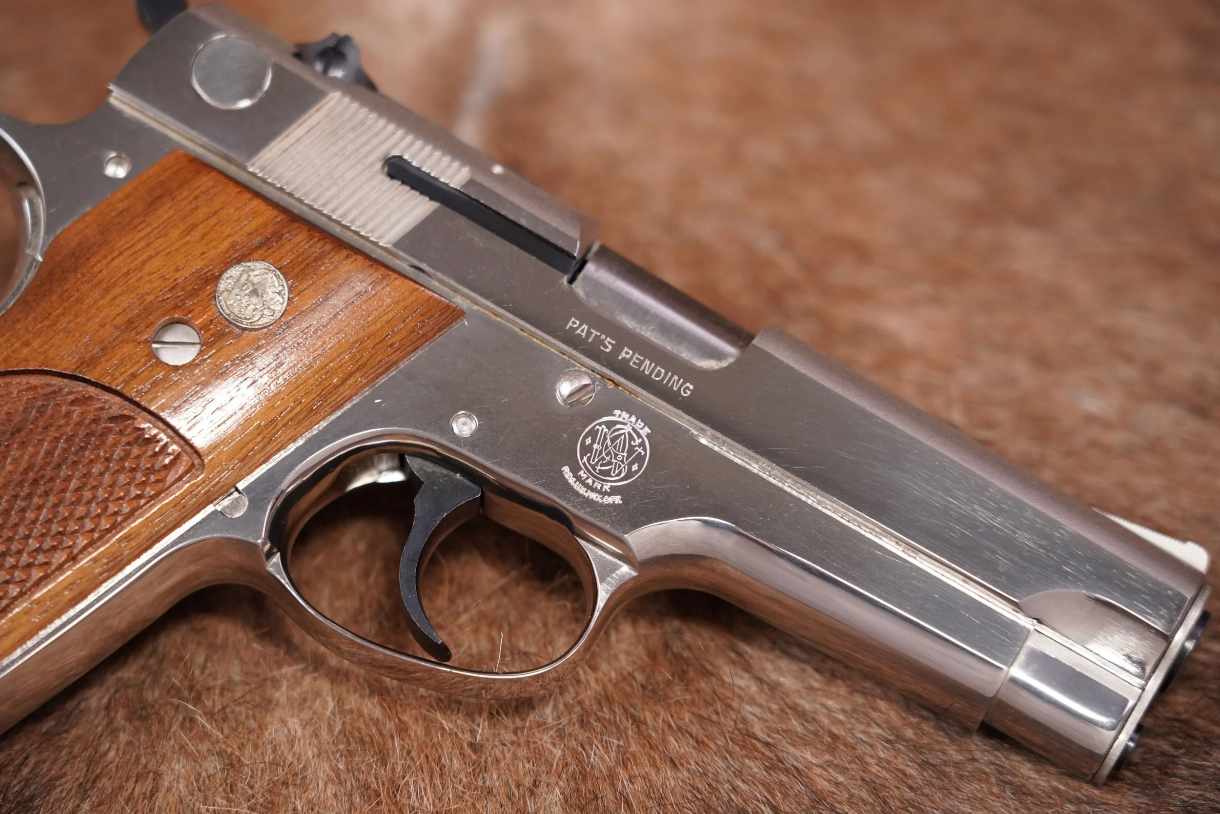 12 Smith & Wesson S&W 39-2 9mm 4%22 Nickel Double Action Semi-Automatic Pistol.JPG