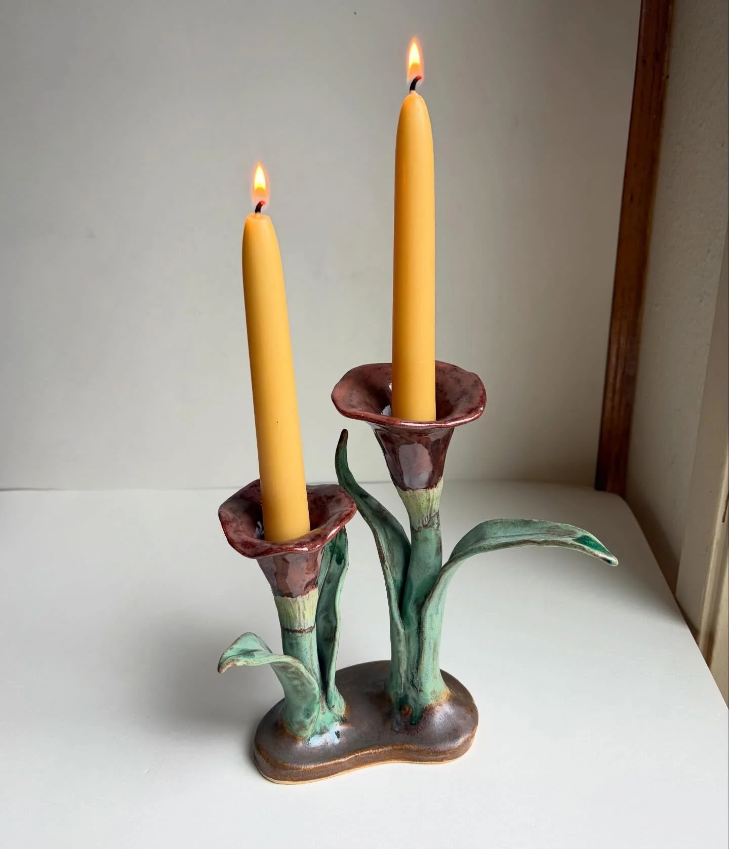 Some fun details on a rather funky form that I&rsquo;m overall not quite sure about! Regardless this candleholder is coming to @ceramicshowcase this weekend!!!