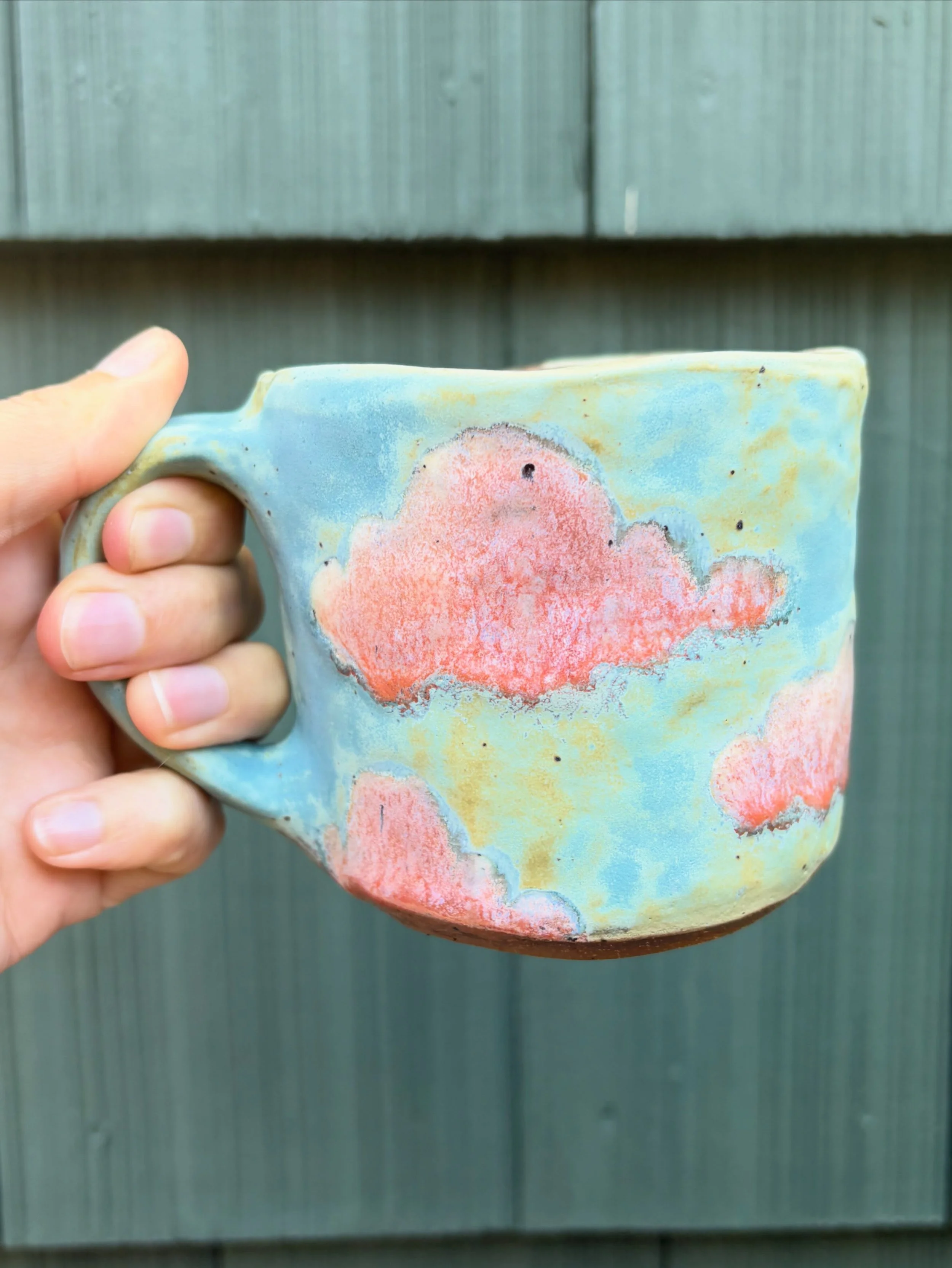 Okay so i made a cloud mug in like March and people really liked it which was TERRIFYING because then it was like &ldquo;shit i have to make more of these, but will they ever turn out as good?!&rdquo; So then rather than glazing being fun, creative, 