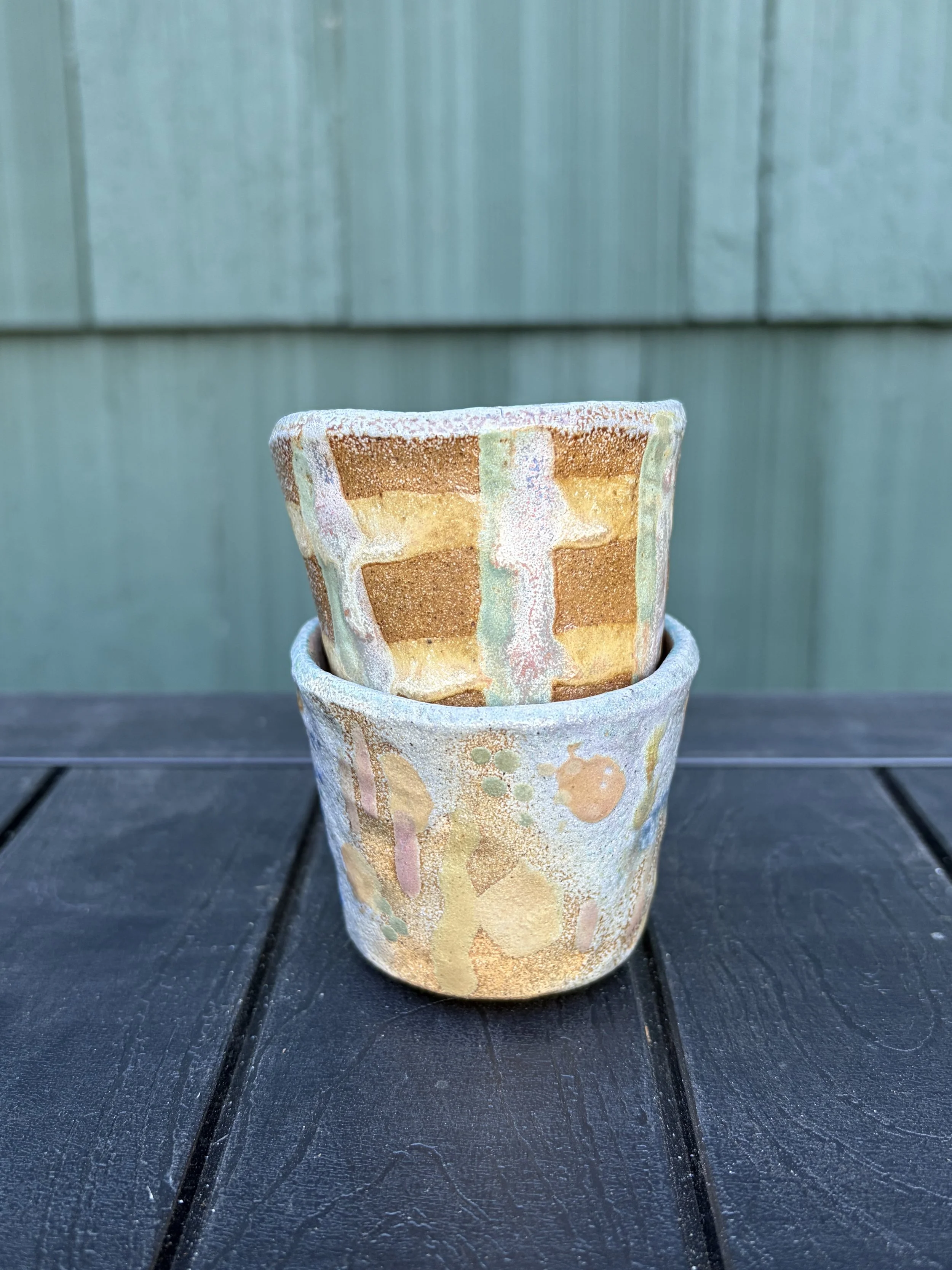 Soda Fired Cups - Gingham/Abstract