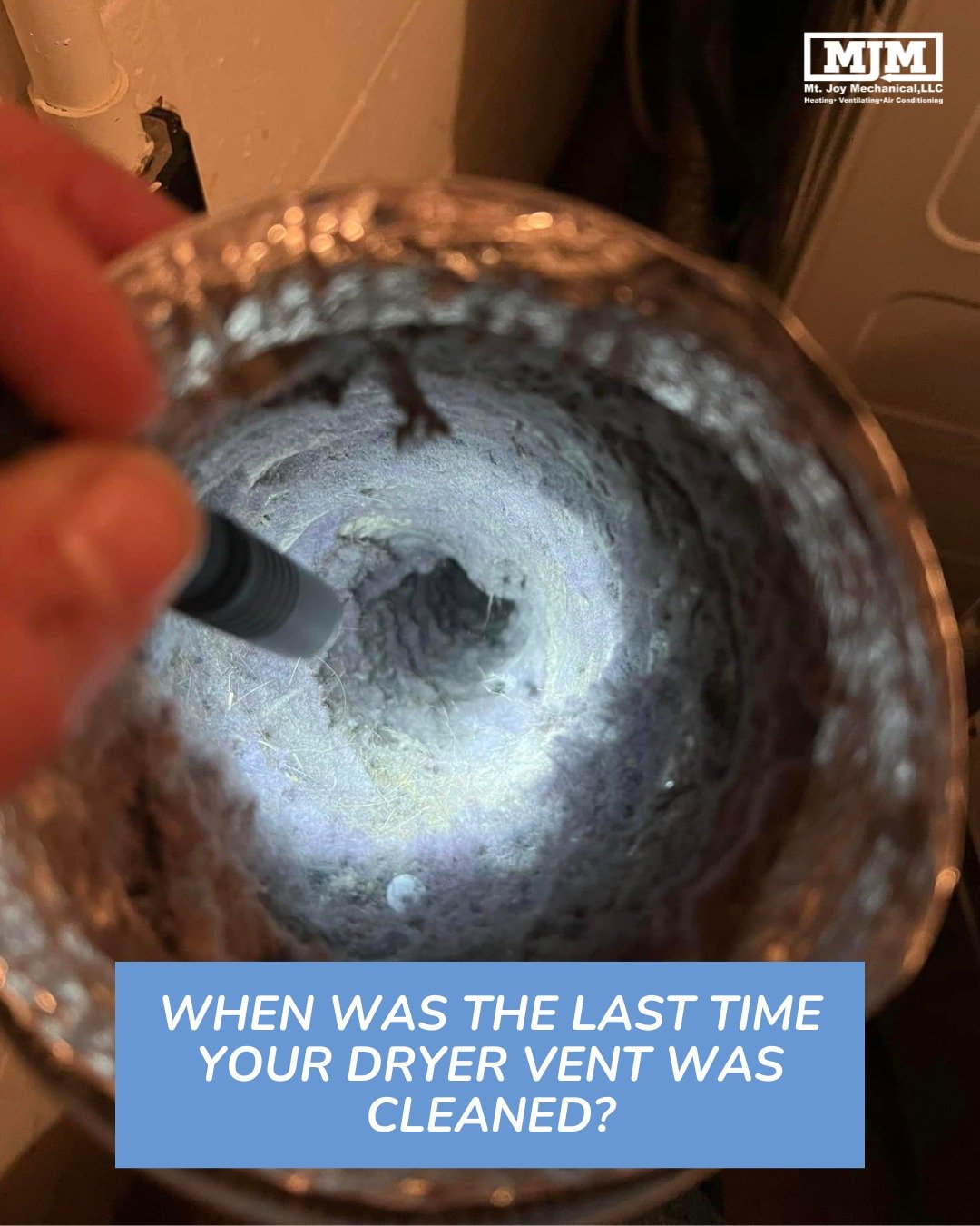 social media post with caption: "when was the last time your dryer vent was cleaned?"