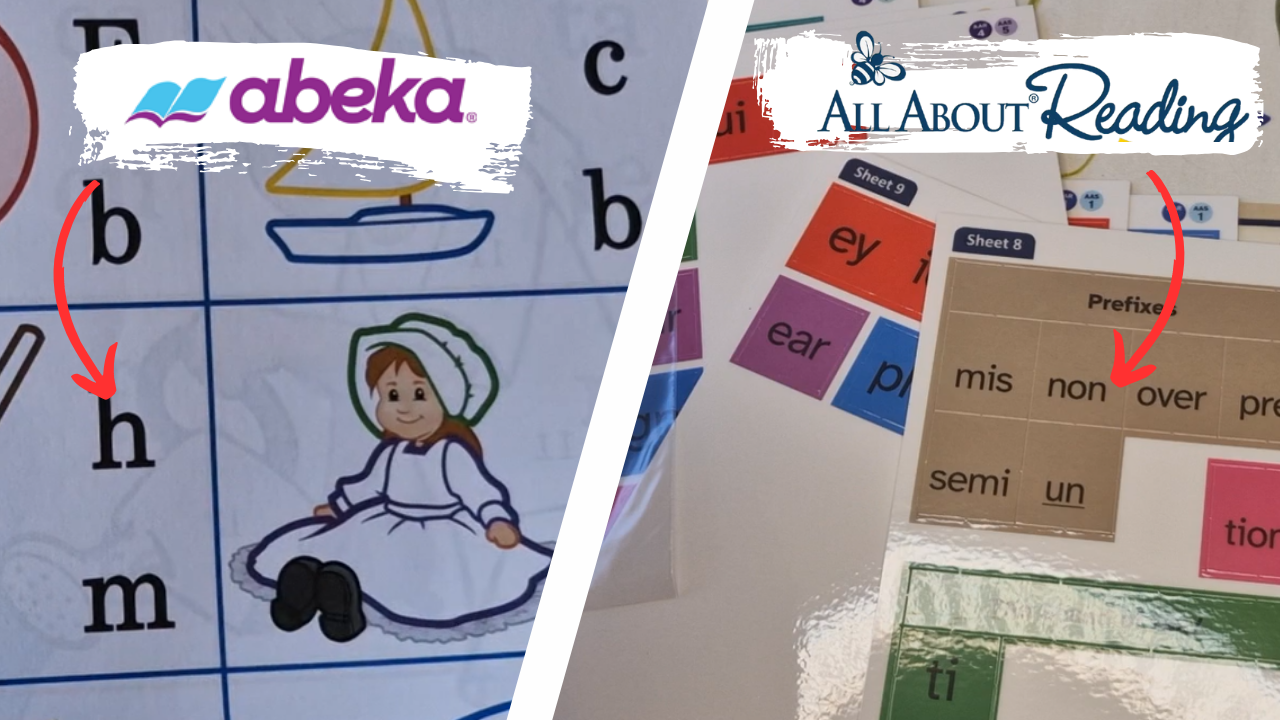 All About Reading relies more on tiles and fun games compared to Abeka which is more workbook heavy.
