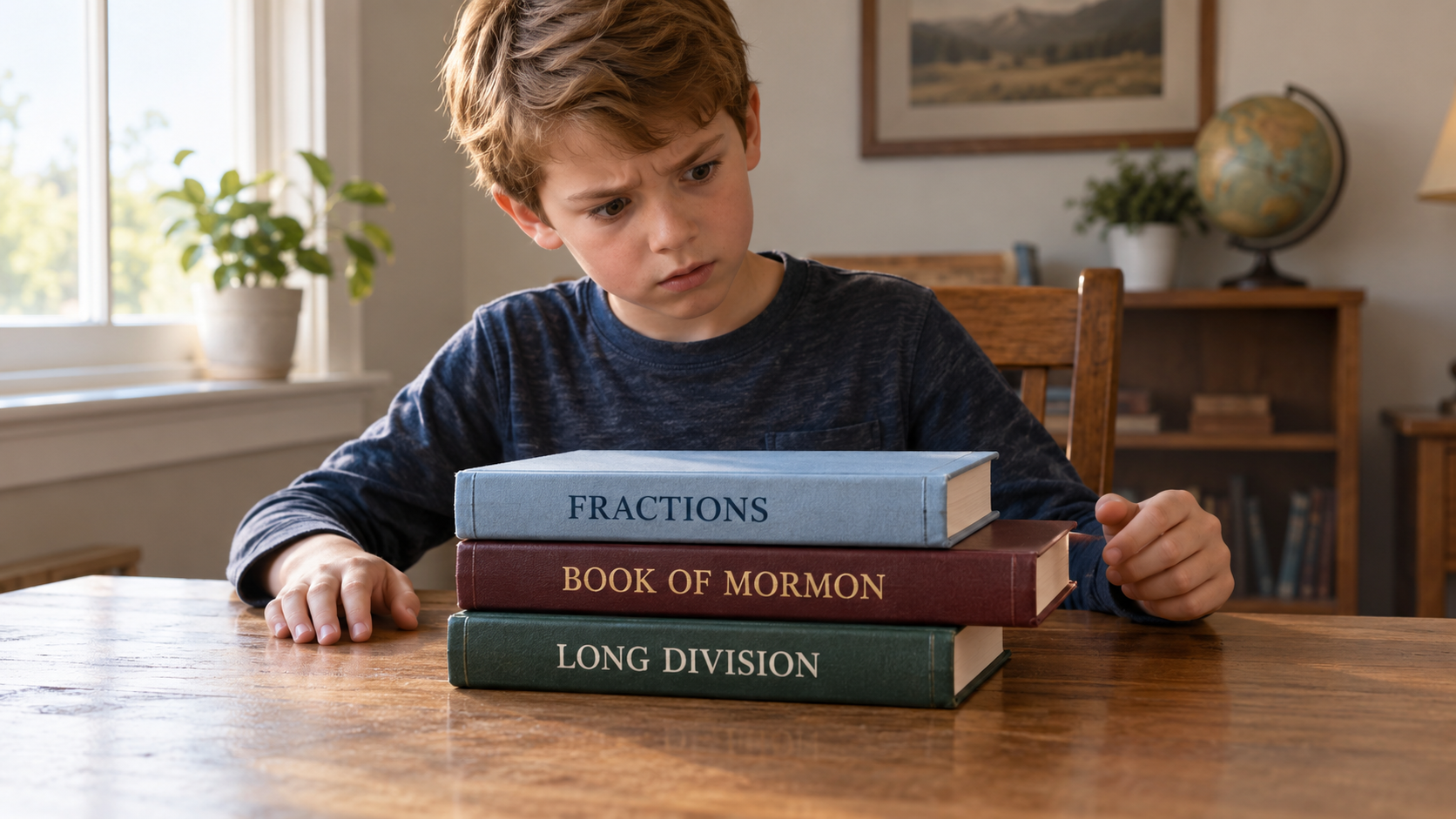 Book of Mormon sandwiched between long division and fractions