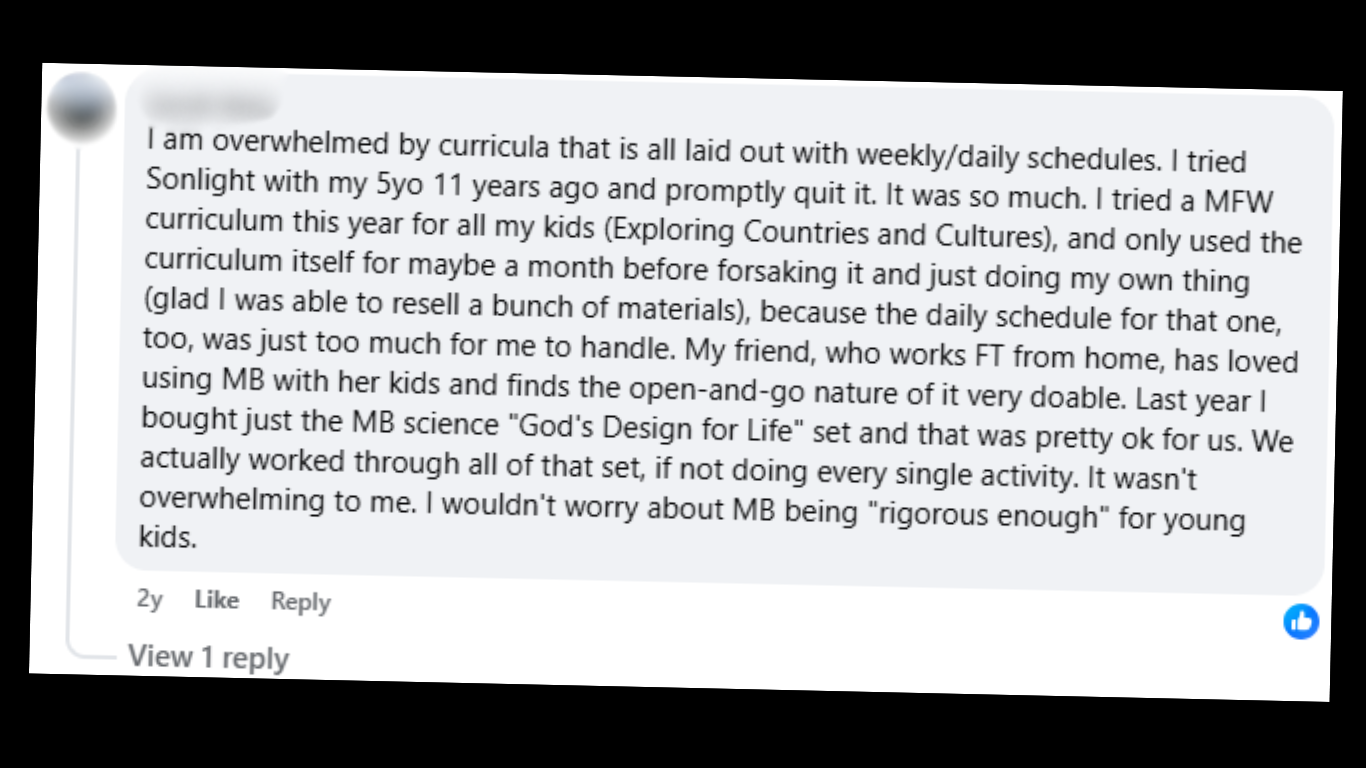 This mom says don't worry about it not being rigorous enough: Masterbooks is enough.