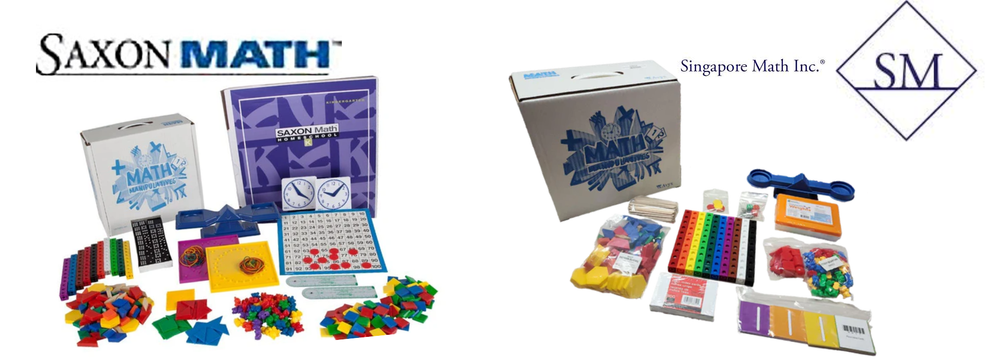 Saxon math vs Singapore Math manipulatives. They're pretty similar!