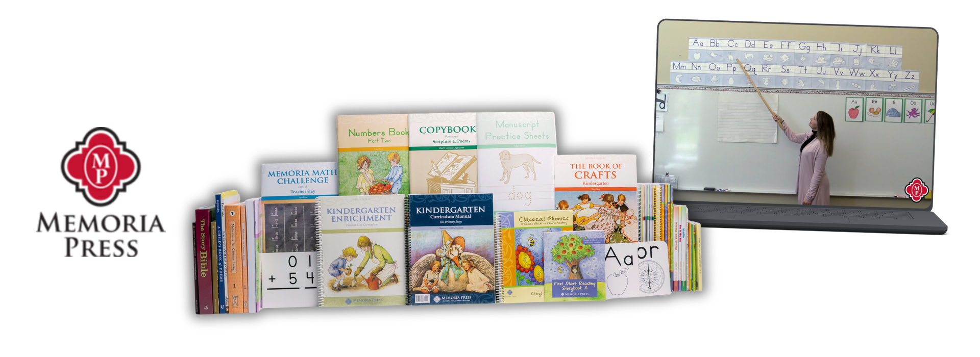 Memoria Press kindergarten homeschool curriculum offers video lessons and workbooks plus manipulatives.