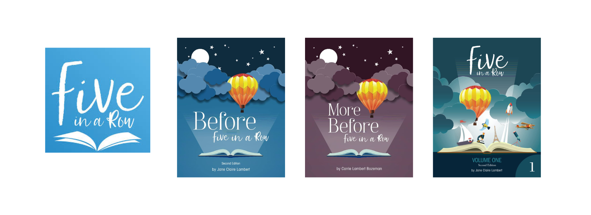 Five in a Row literature-based kindergarten homeschool curriculum with Before Five in a Row, More Before Five in a Row, and Five in a Row Volume 1 books.