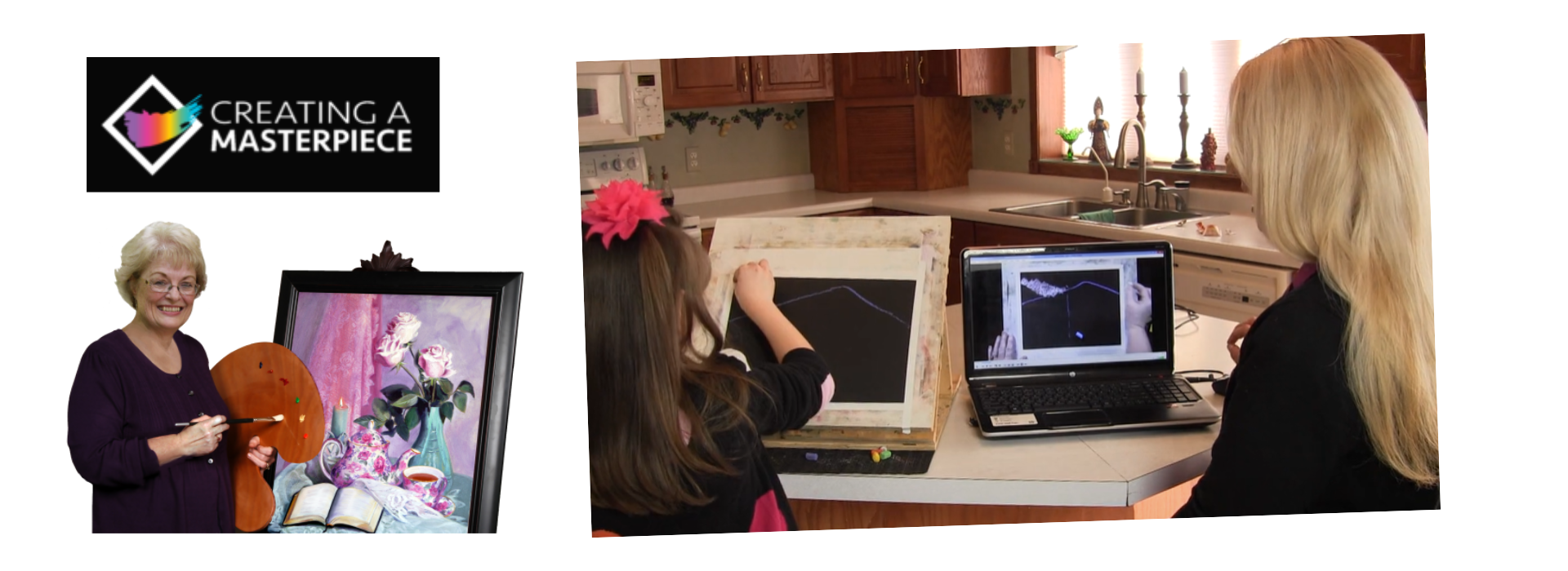 Creating a Masterpiece is a homeschool art curriculum with video lessons and a gentle Charlotte Mason hands-off approach for non-artsy parents!