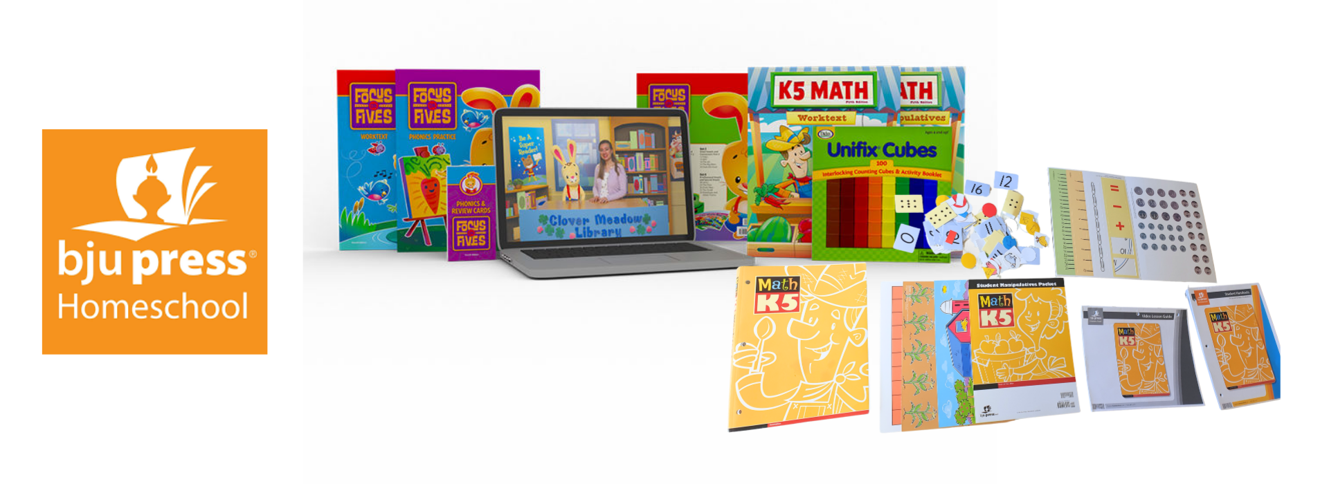bju press kindergarten, reading, history, science, language arts and math.
