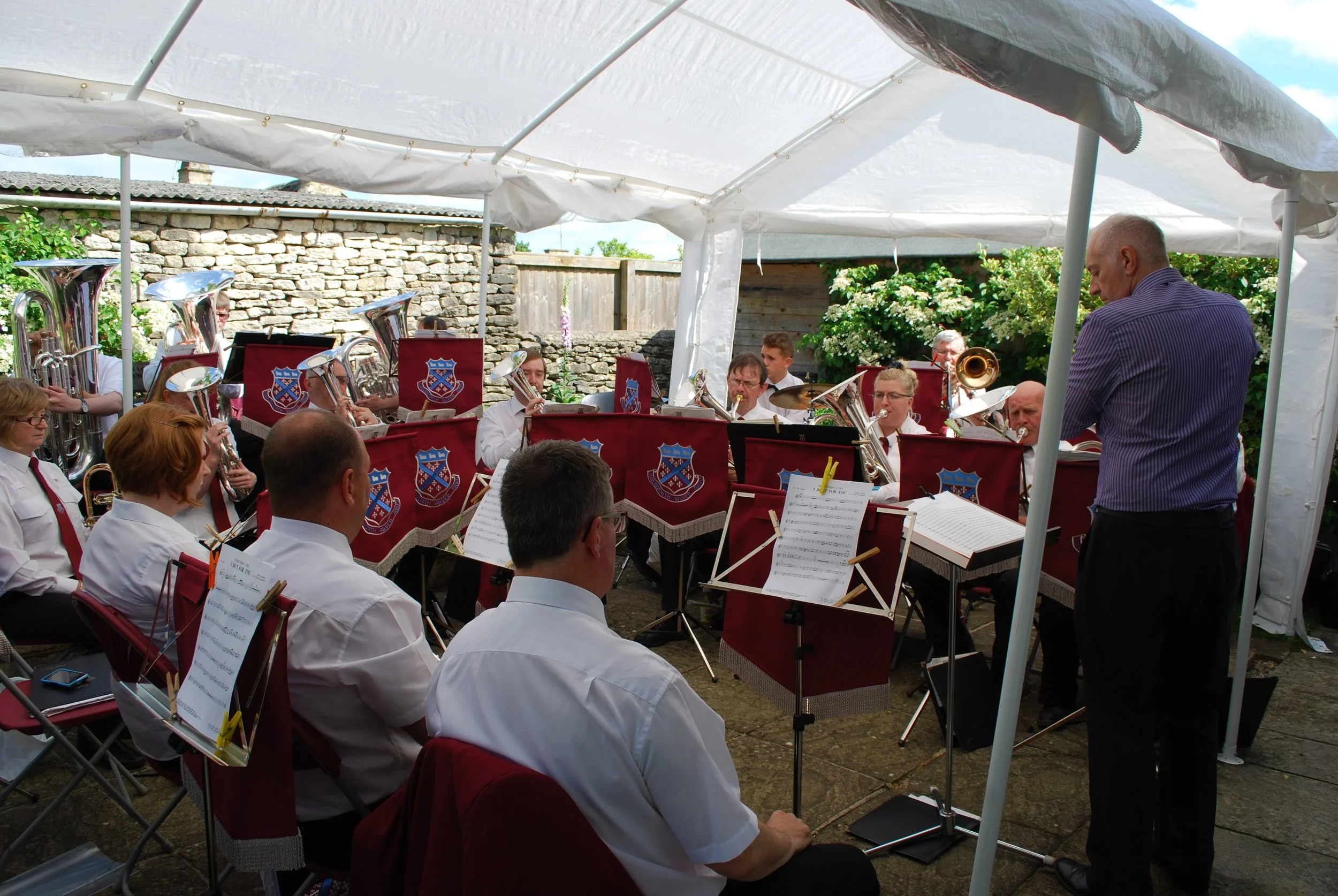 Nailsworth Silver Band in Village Hall patio 02.JPG