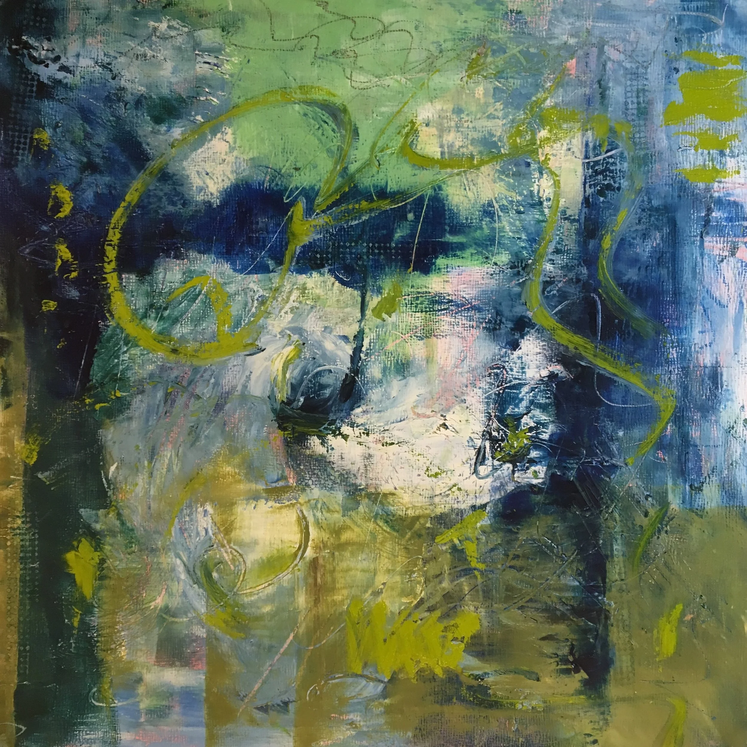 Seeking the Light
Oil & Cold Wax Mixed Media on Panel
12” x 12”