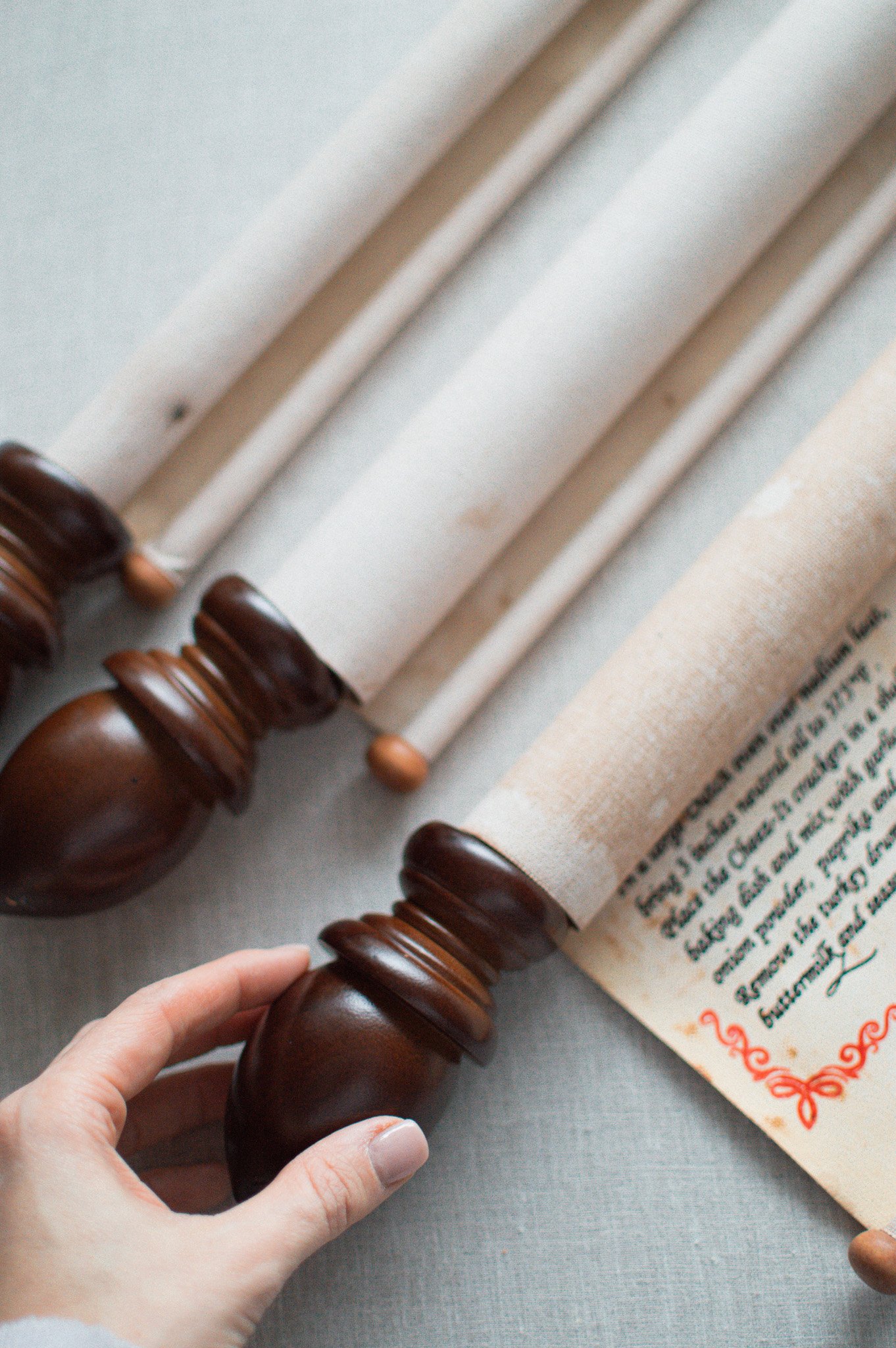 Aged parchment scroll with custom calligraphy for Cheez-It campaign
