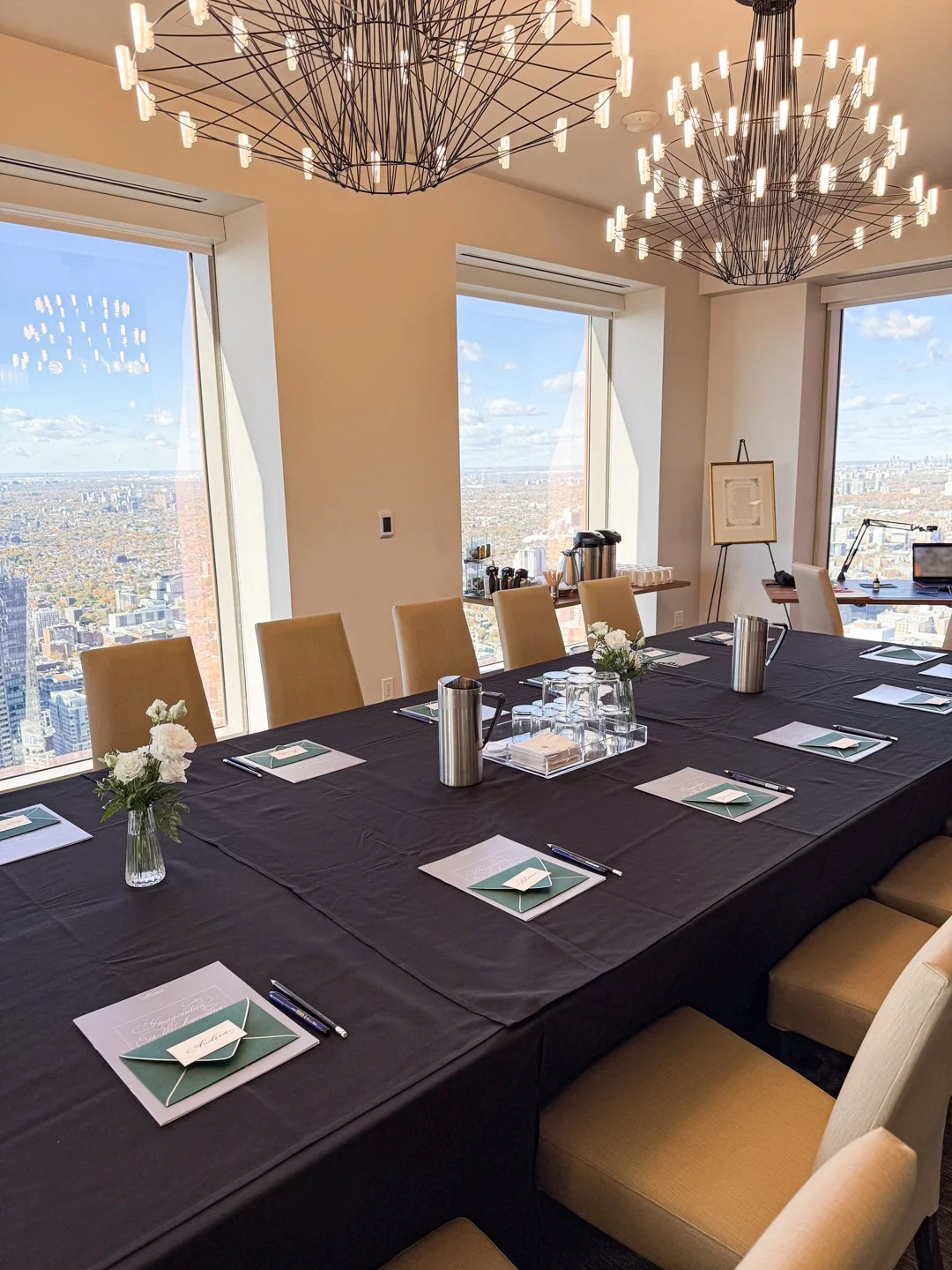 Corporate calligraphy workshop setup in a Toronto office