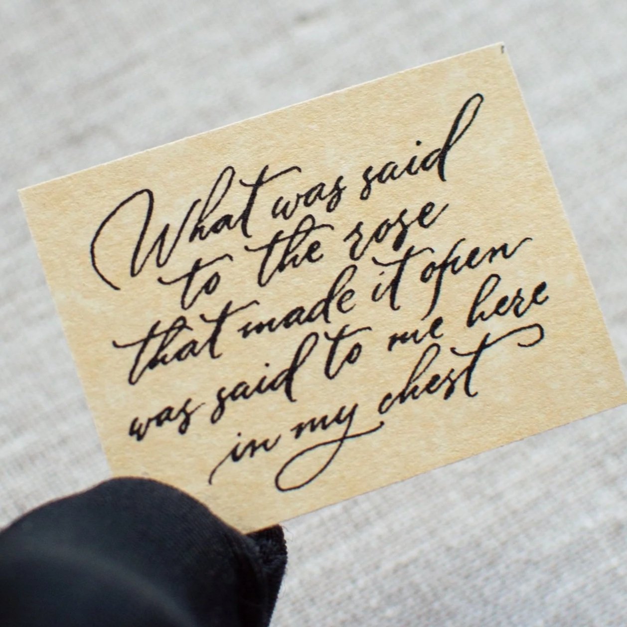 Hand-calligraphed message on washi paper for Ophelia Eve necklace
