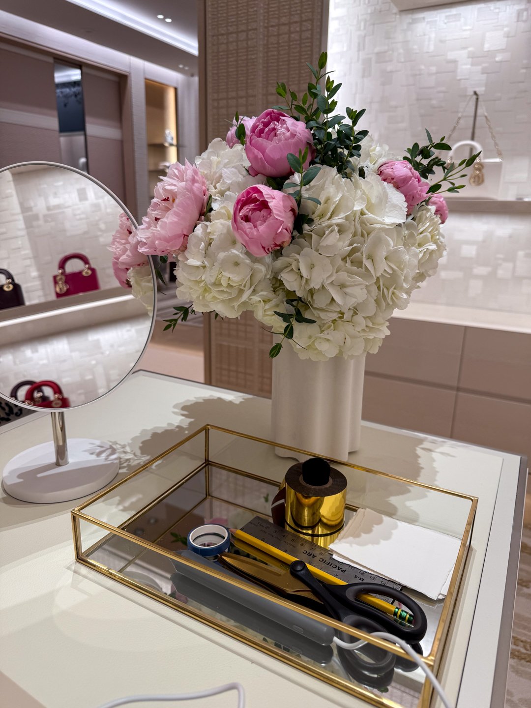Portable hot foiling station arranged for a luxury brand activation