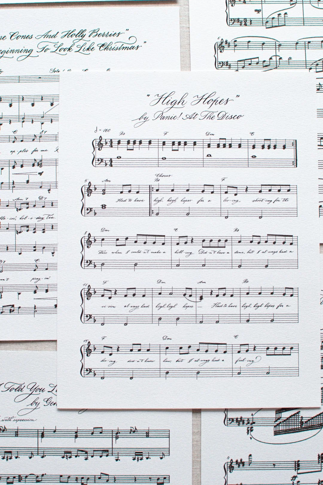 Series of handwritten music sheets created for a Studio McGee music room