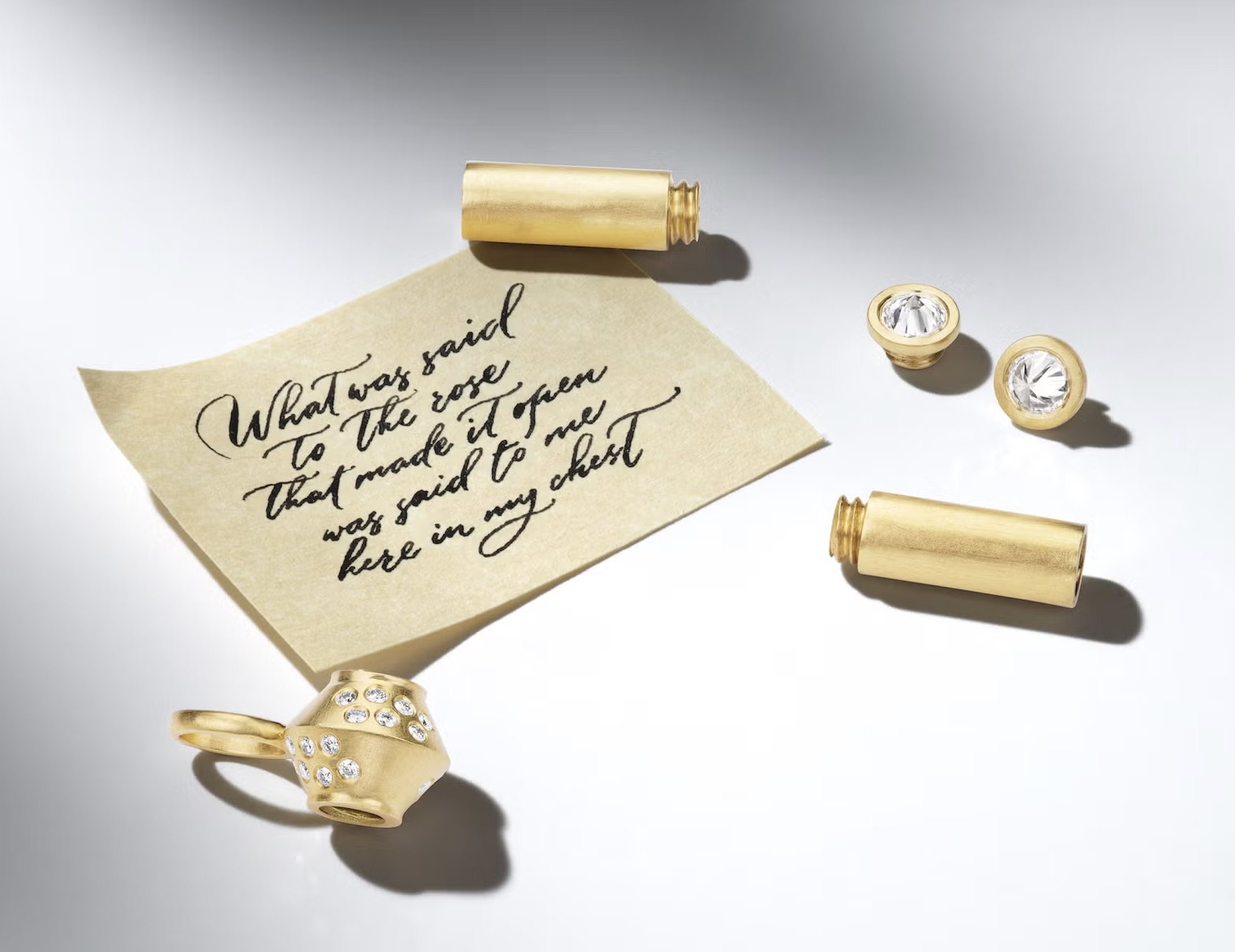 Hand-lettered scroll for Ophelia Eve bespoke Scroll Toggle Necklace