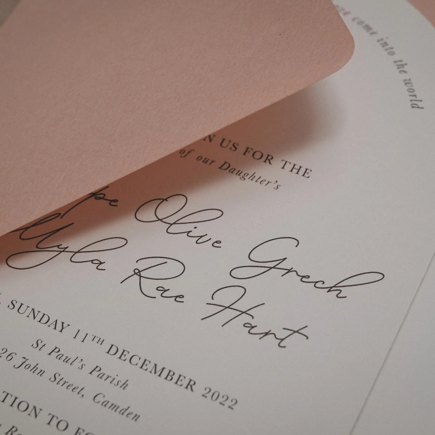 Sometimes you just can&rsquo;t go past a classic Soft Pink Arch Invitation set with a Dusky Pink Envelope 💕Baptism invitations for Penelope &amp; Myla 😍

#printdesign #graphicdesign #arch #invitations #duskypink #softpink #baptisminvitation #design