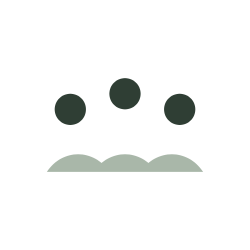 Abstract illustration of four dark circles above a light green wavy line.