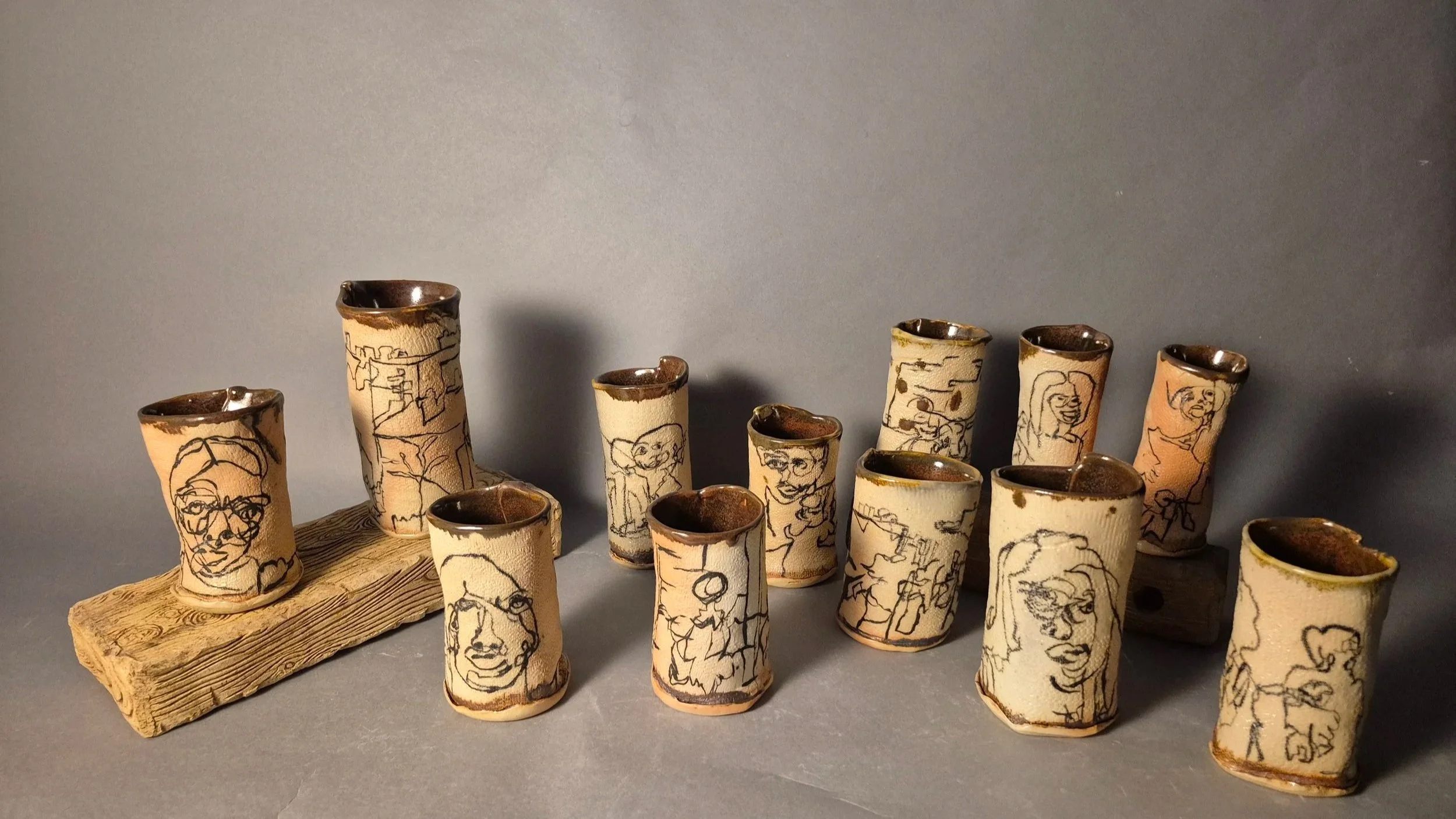 Blind Contour Tapestry Tumblers