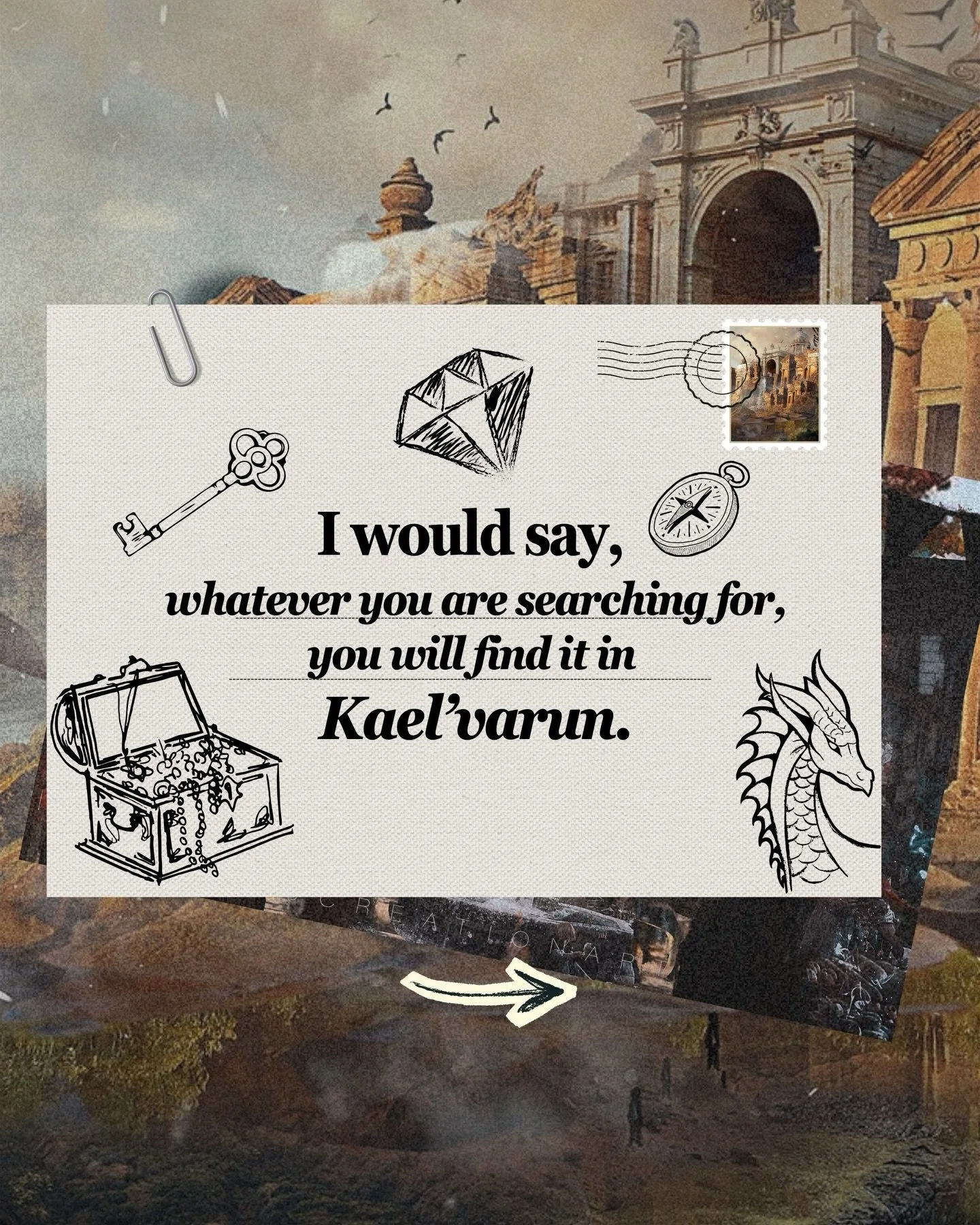 🇩🇪 Ich w&uuml;rde sagen, was auch immer du suchst,
wirst du in Kael&rsquo;varun finden.

⏳ Erfindungen aus Thal&rsquo;draen, magische Sch&auml;tze der Zwerge und hier und da Mythen und Legenden l&auml;ngst vergessener Geschichten.

🥐 Vor allem, we