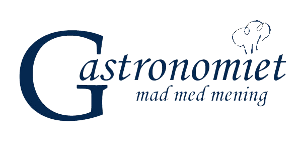 Logo for Gastronomet med slogan 'mad med mening' og en sky med en køkkenredskab som en gryde.