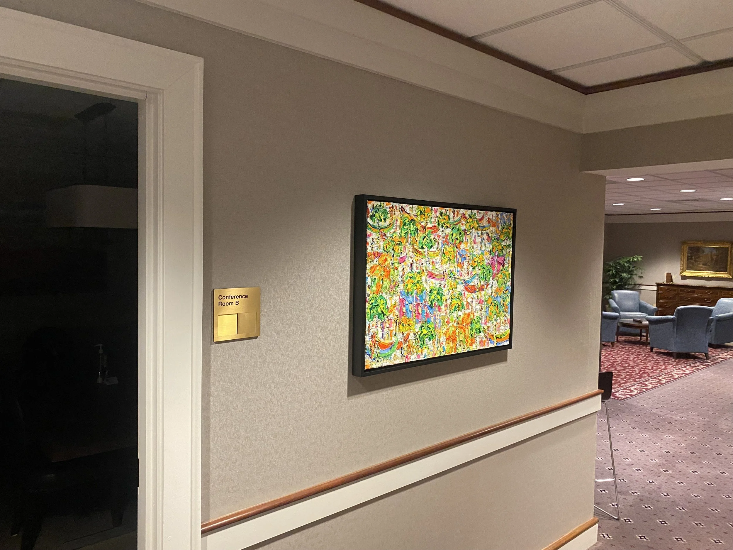 Christine Drummond painting displayed in Lilly Endowment conference room USA