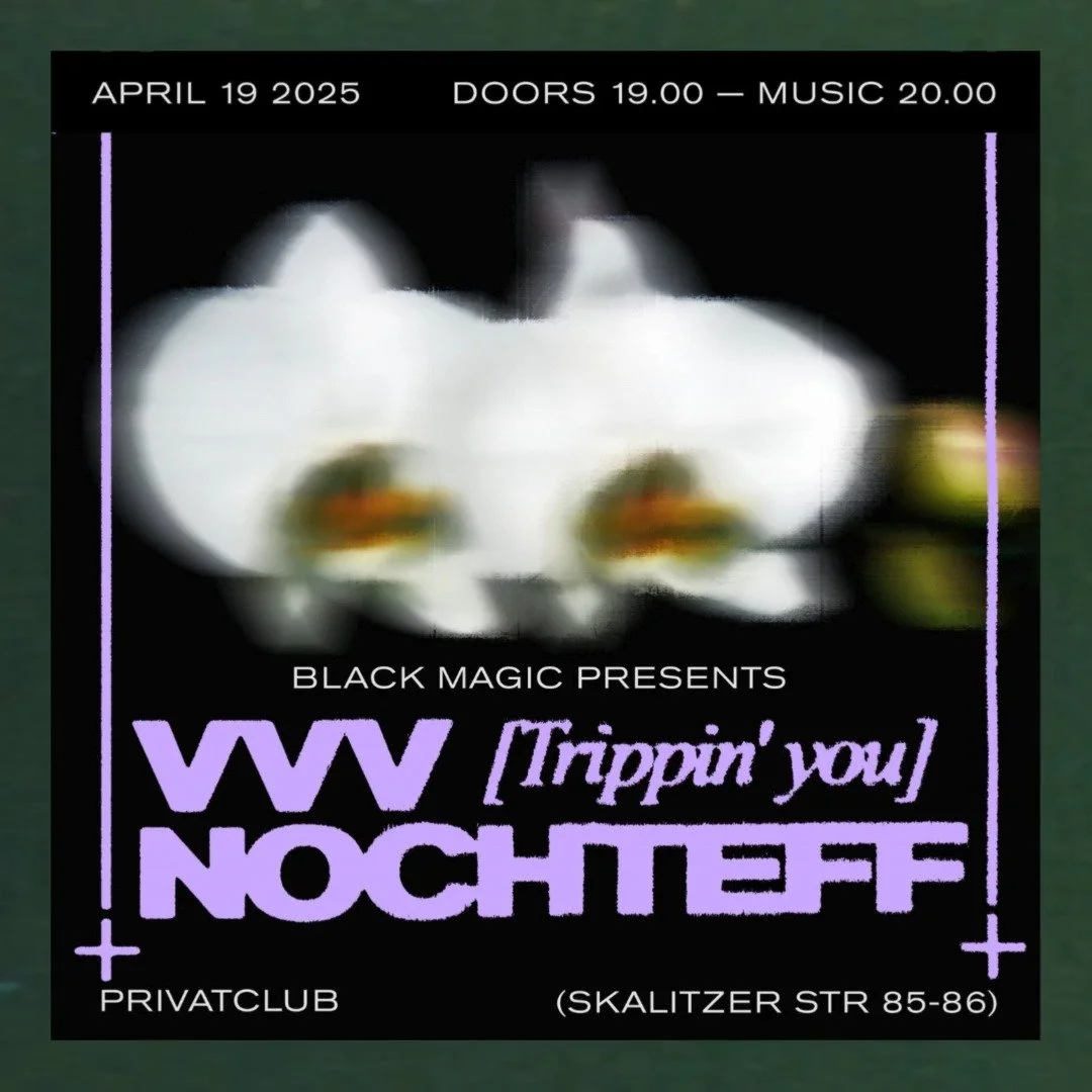 19th APRIL 2025
@privatclub_berlin 
(Skalitzer Str. 85-86, Berlin)
TIX: RESIDENT ADVISOR LINK IN BIO

@trippinyou.vvv (Madrid)
Experience the Berlin debut of VVV [Trippin&rsquo;you], a radical electronic trio from Madrid. Their high-energy sound comb